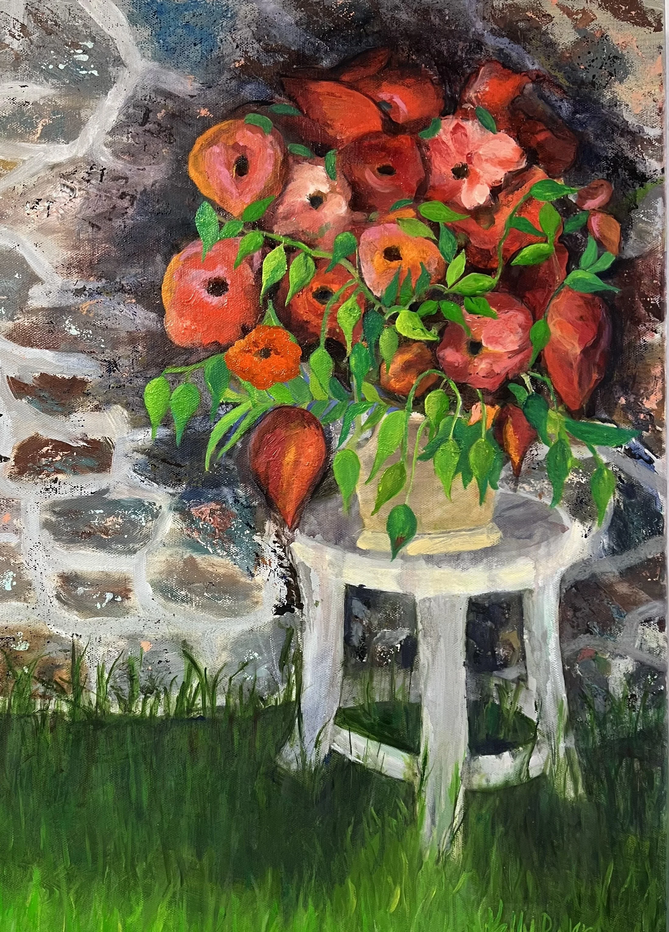 Wall Flowers • Oil on canvas • 21 X 25 • Framed