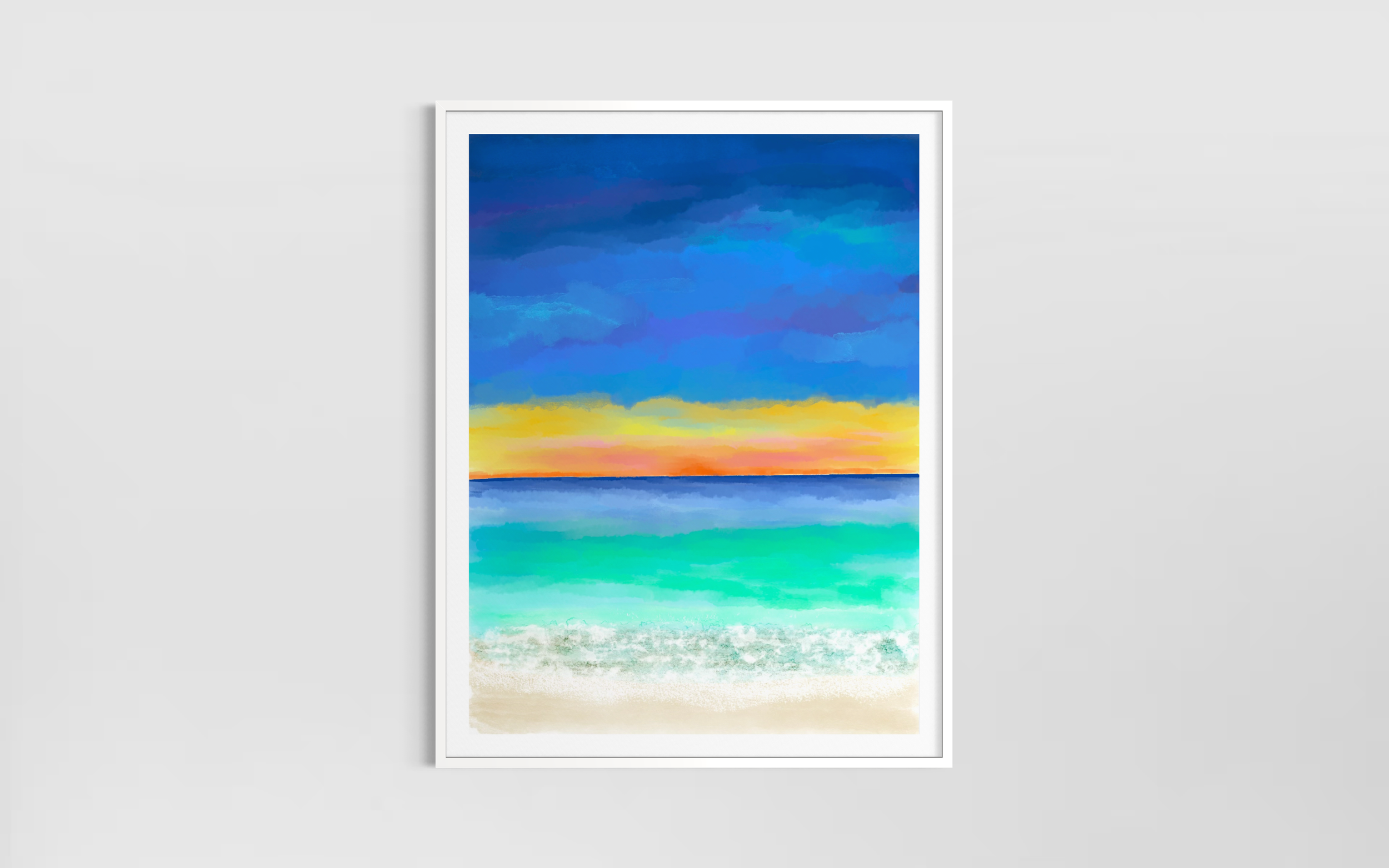 Caribbean Sunset Over Turquoise Ocean – Digital Art Print