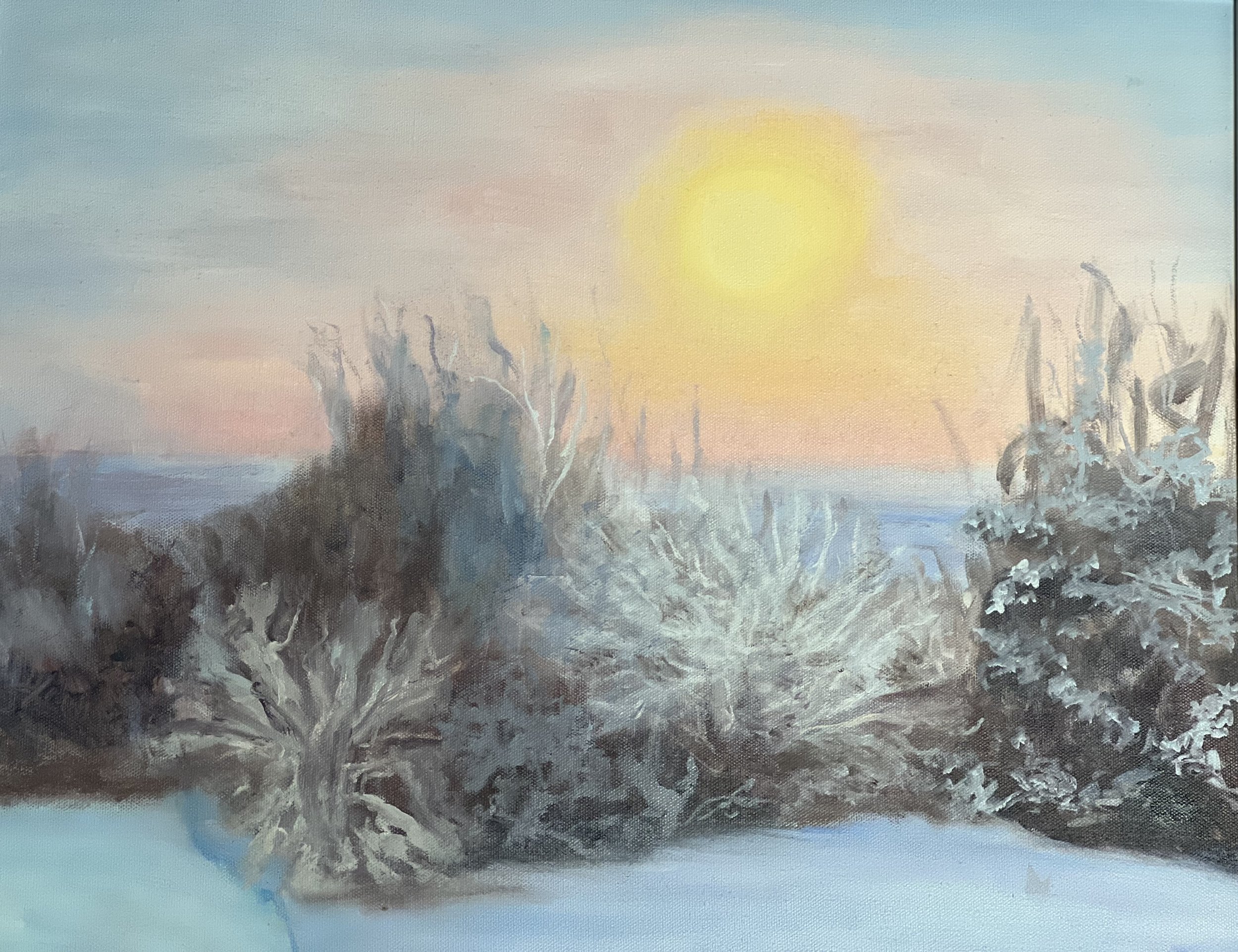 NEW • Winter Solstice • Oil on canvas • 20x18 • Framed 