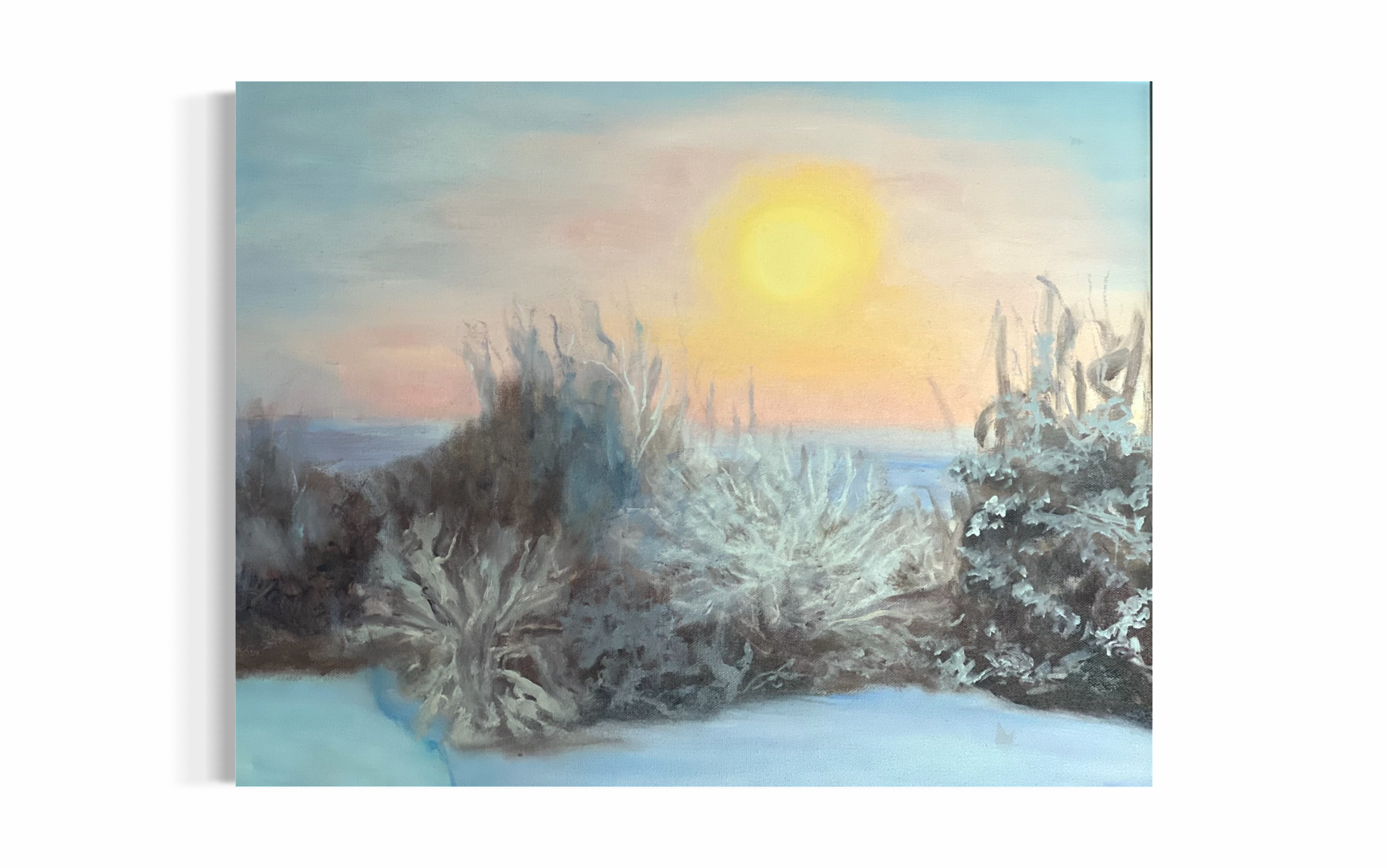 Coastal Sunset Over Winter Dunes – Oil Painting Print