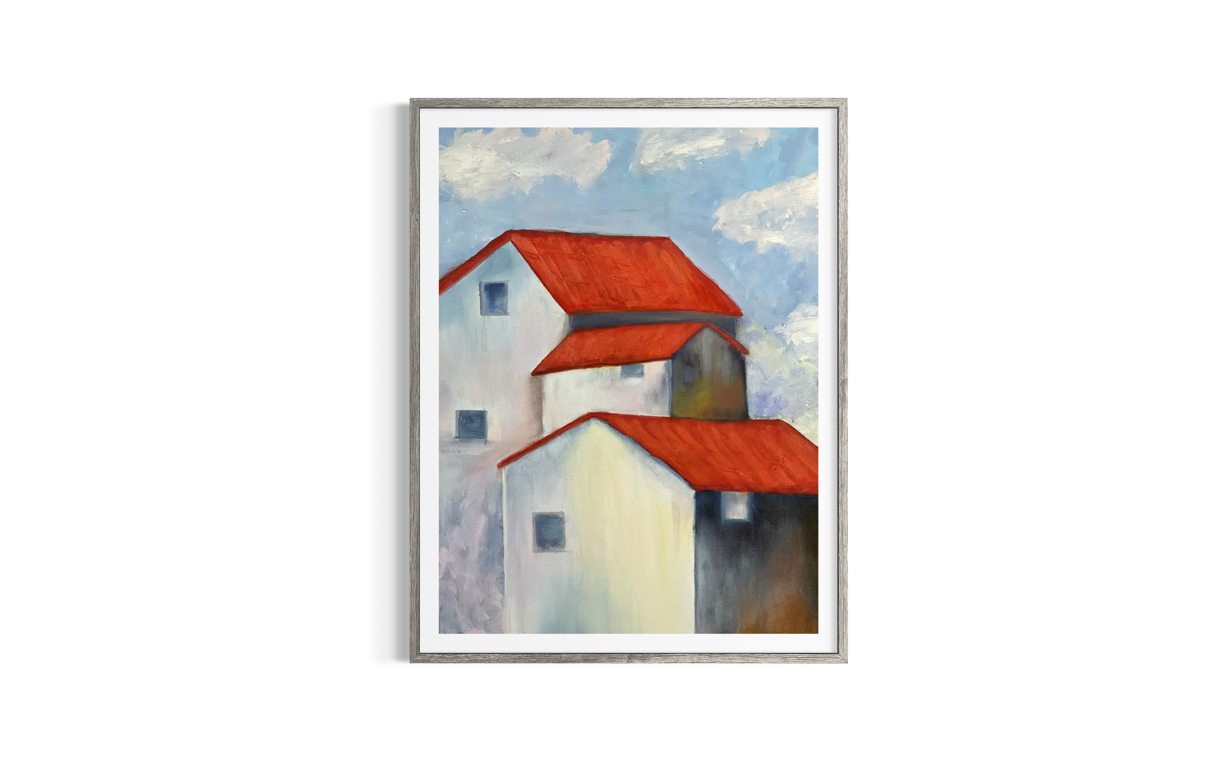 Colorful Storybook Houses – Oil Painting Print