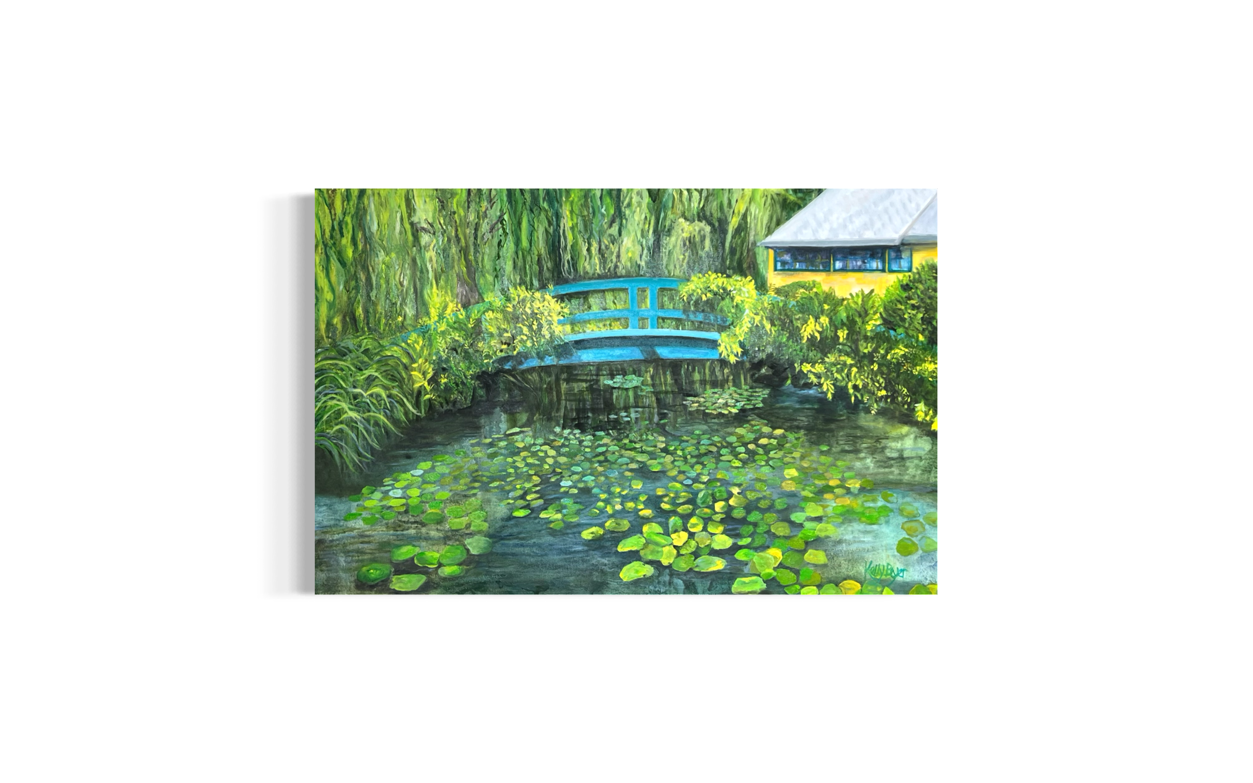Water Lily Garden with Bridge – Impressionist Oil Painting Print