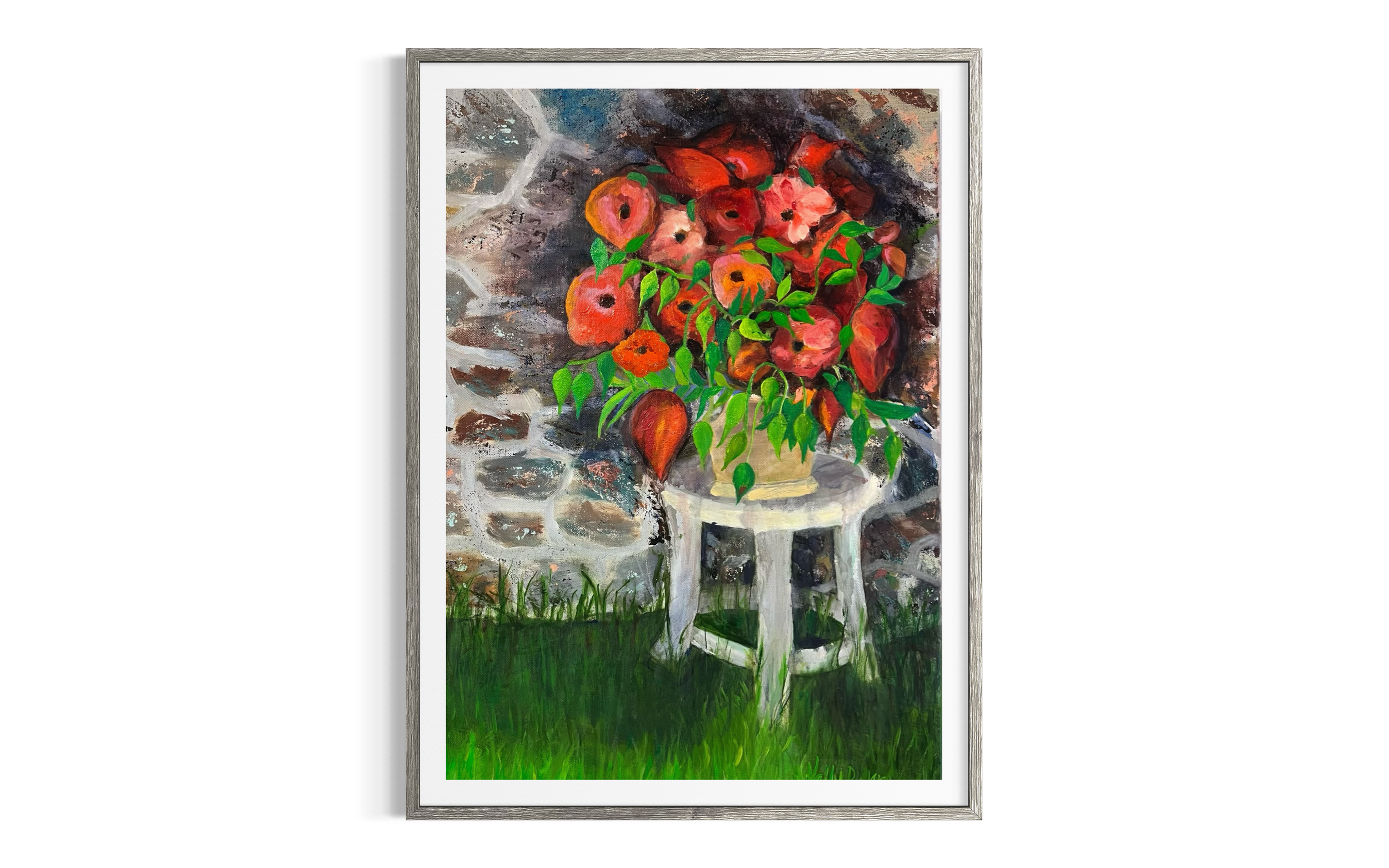 Red Floral Arrangement  – Oil Painting Print