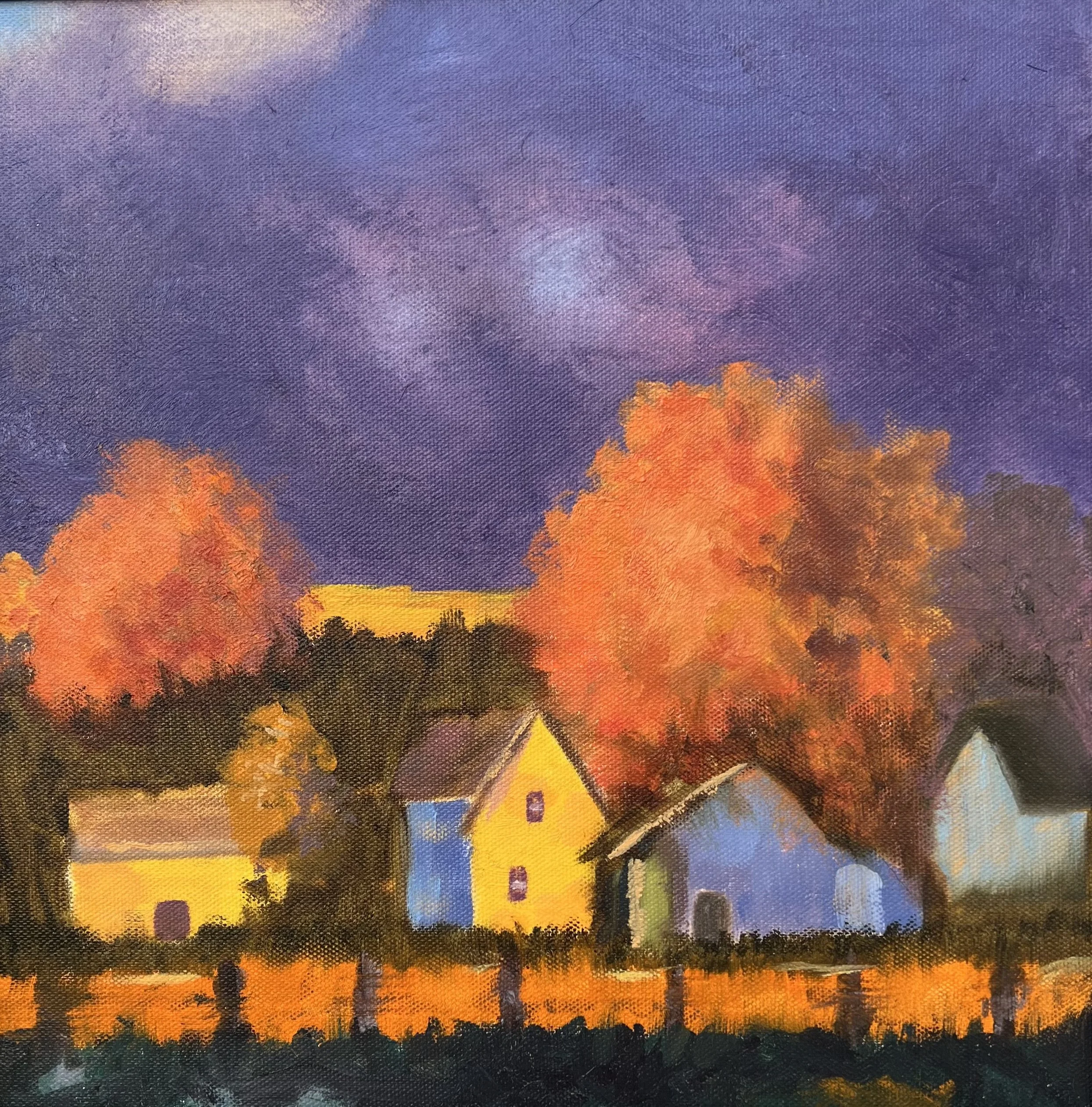 Purple Sky • Oil on canvas • 14 X 14 • Framed