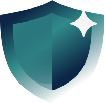 Shield icon with a star in the top right corner, symbolizing protection or security.