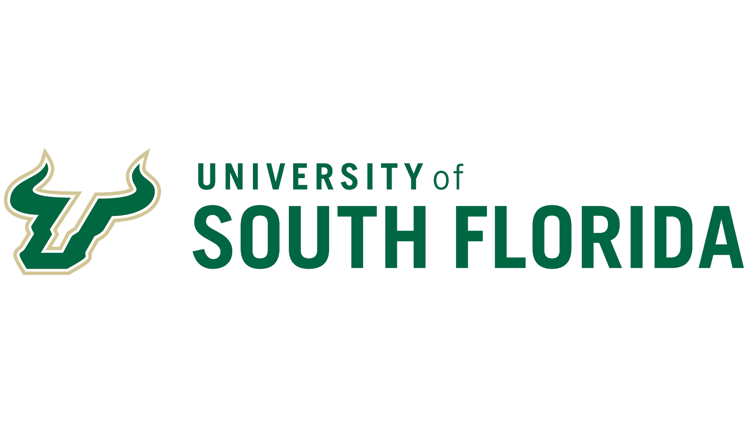 University of South Florida logo with green and white bull head icon and green text