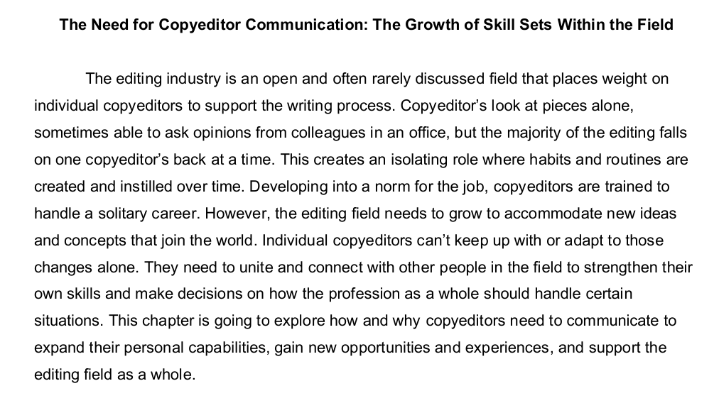 An analysis of copyediting, originally combined with other essays to create a book for an editing course