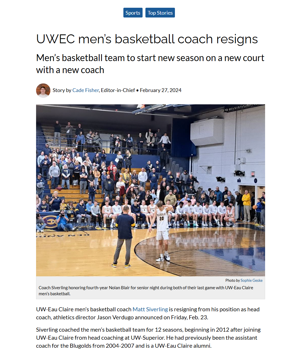 Men's basketball coach resigns