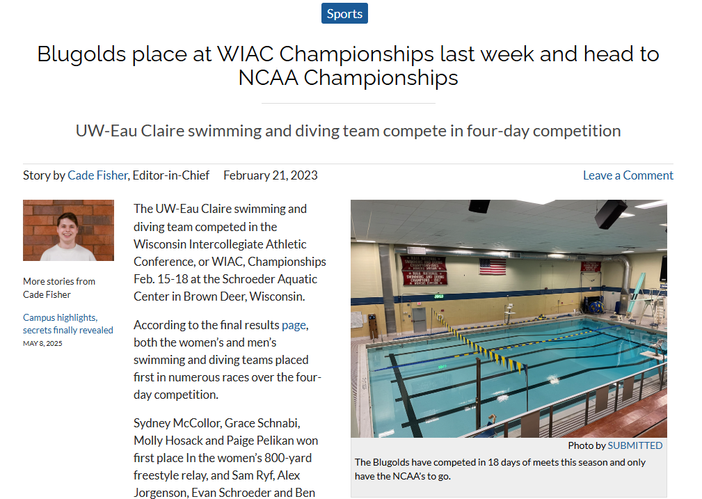 Swimming and diving