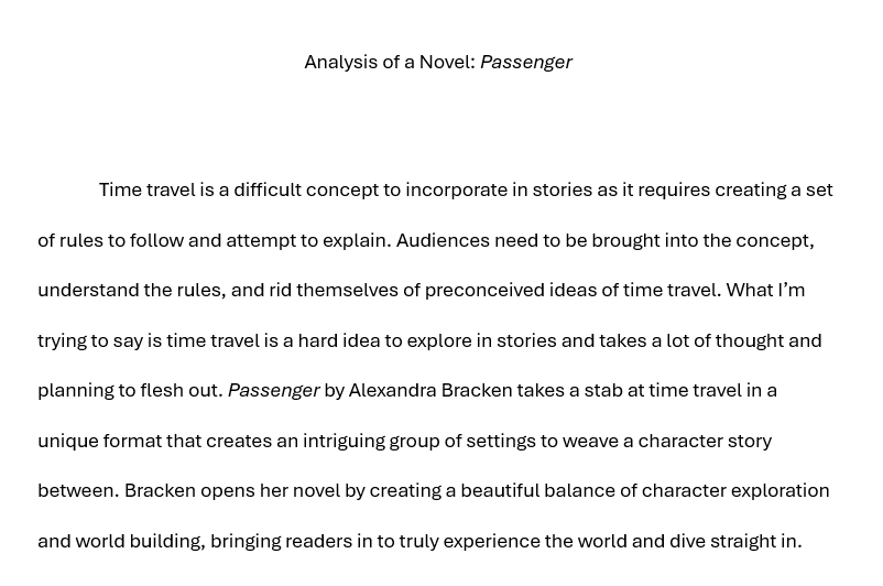 Novel analysis of "Passenger" by Alexandra Bracken