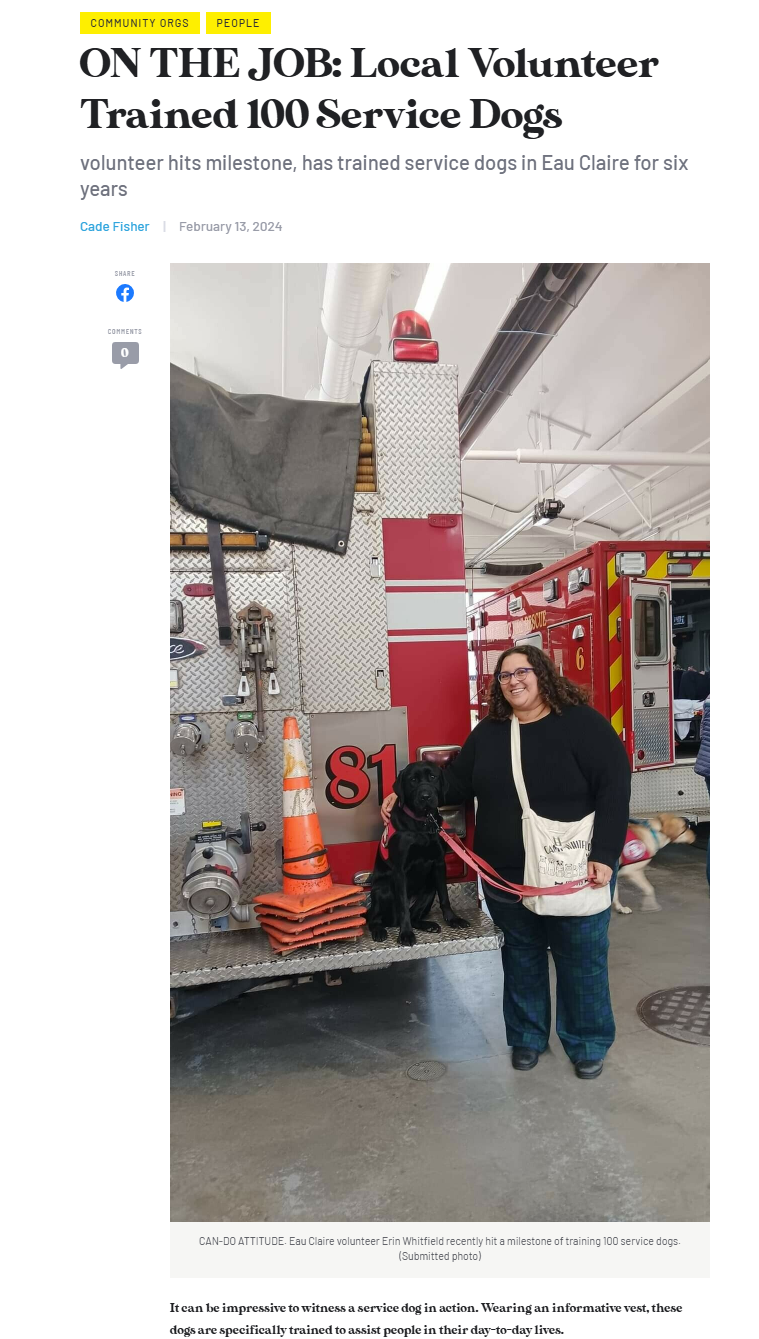 Local volunteer hits milestone for training service dogs