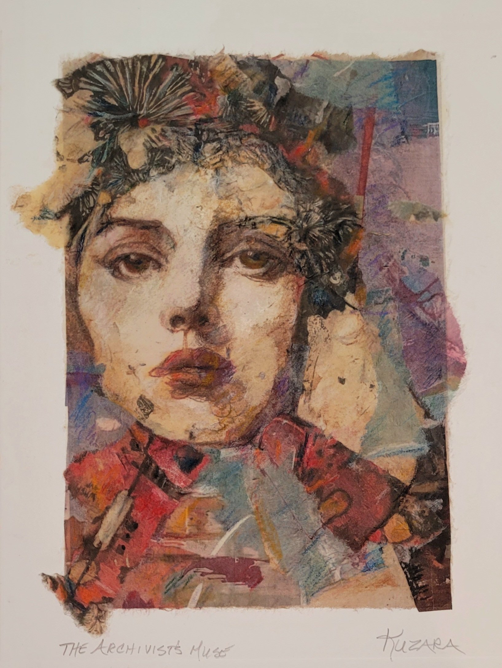 The Archivists Muse - Monotype-Mixed Media 8" x 10"
