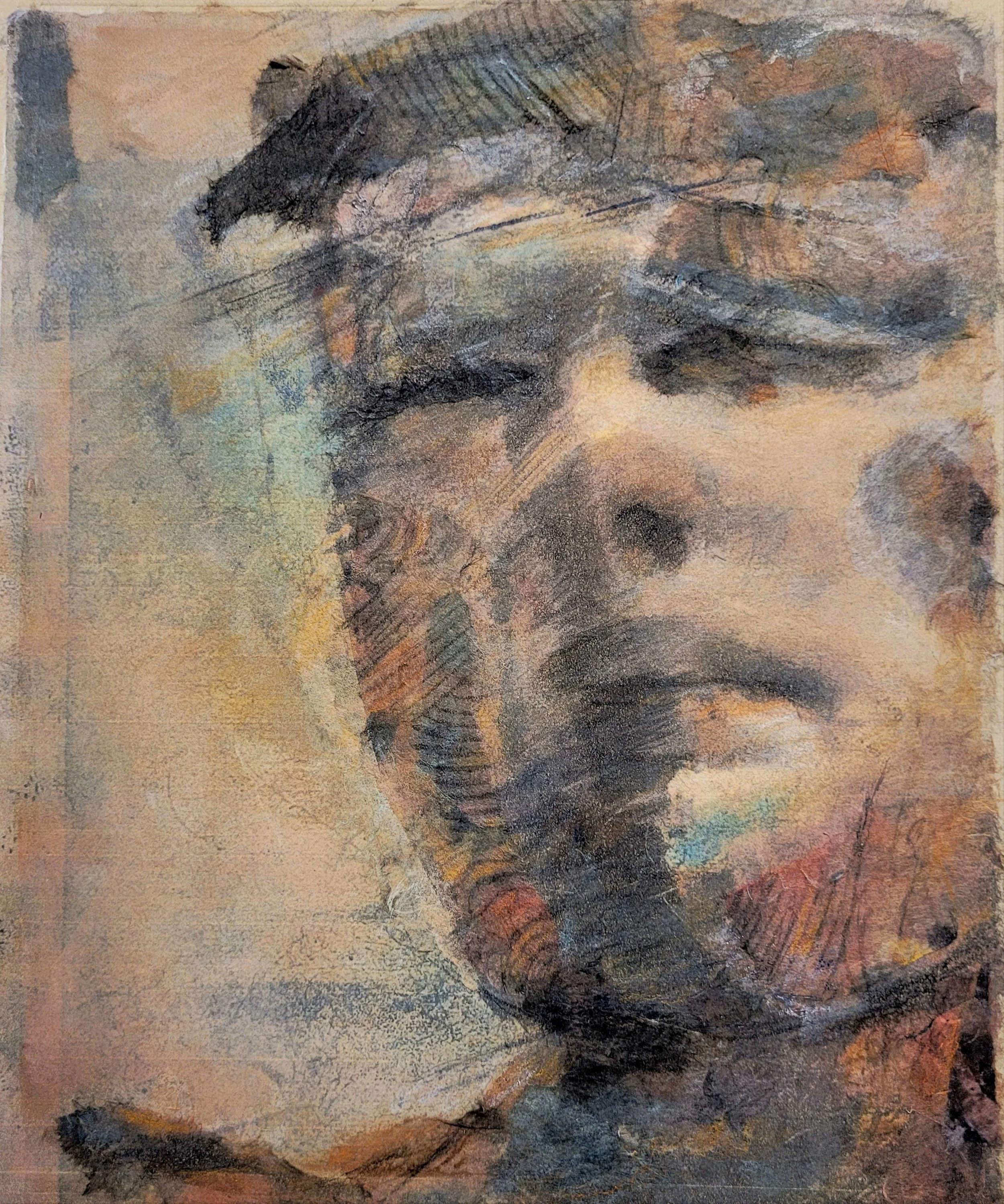 "Blinded By The Light" Monotype-Mixed Media- 17" x 20" framed