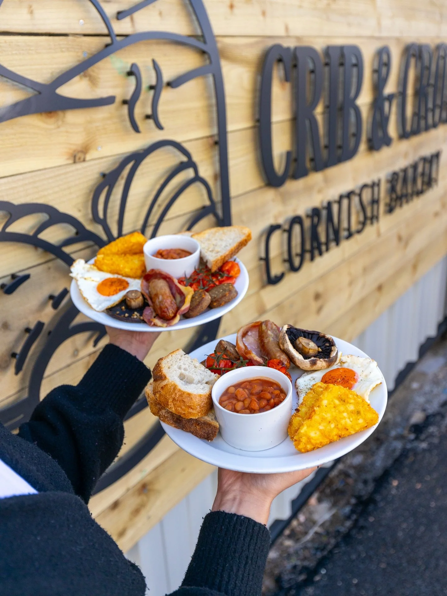 A proper Cornish crib- no April fools joke! 

The full line-up: bacon, sausage, hog&rsquo;s pudding, fried egg, hash brown, roasted tomato, thyme-roasted mushroom, baked beans, Da Bara sourdough, and proper Cornish butter.
A proper breakfast, done ri