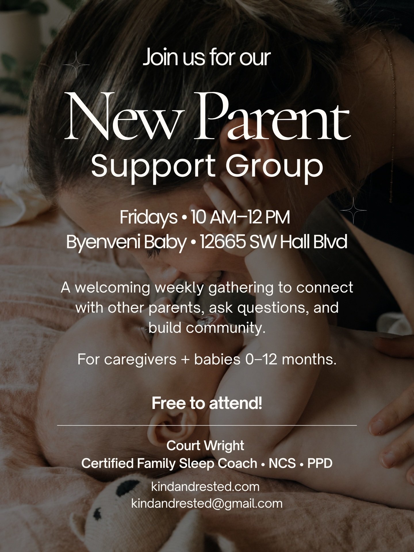 The early months of parenting can feel both incredibly beautiful and incredibly isolating.

We'd love to offer a space where you can come exactly as you are.

Bring your baby, meet other parents, ask questions, share the highs and lows, or simply enj