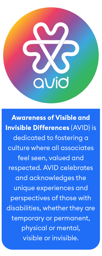 AVID AVID celebrates and acknowledges the unique experiences and perspectives of those with disabilities, whether they are temporary or permanent, physical or mental, visible or invisible.