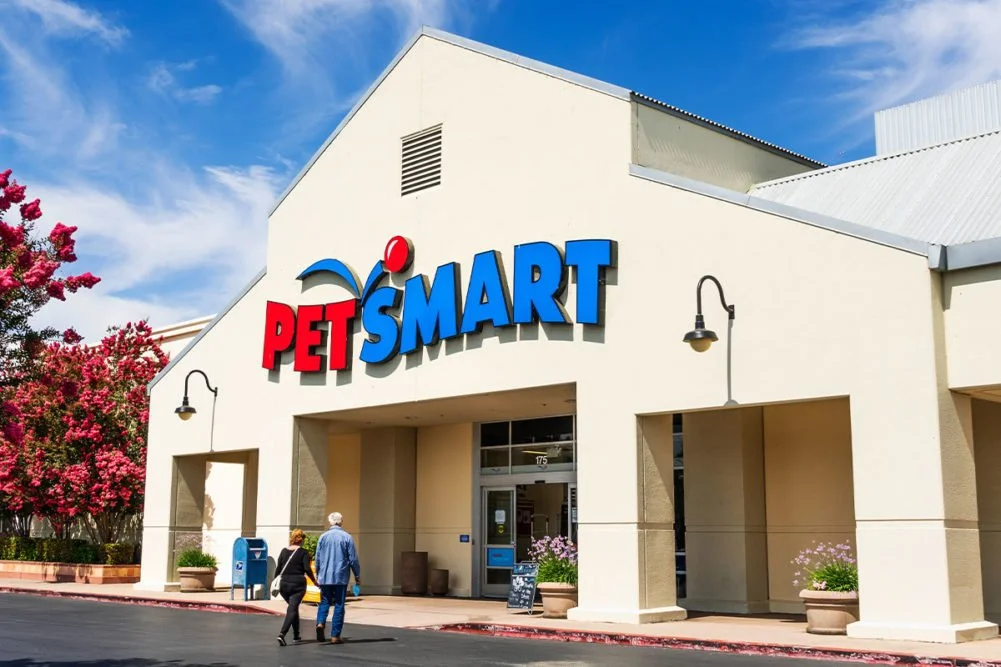 A PetSmart storefront serving pets and their families.