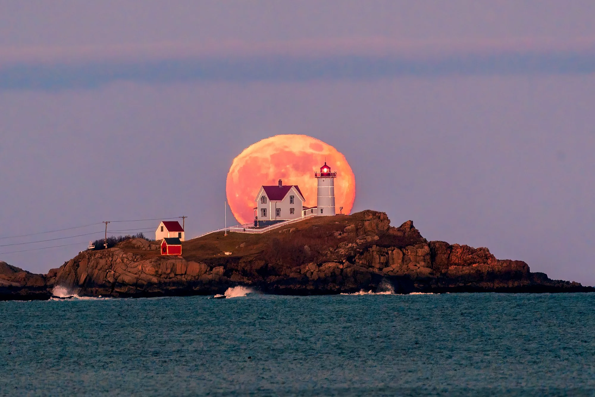 Moonrise at Nubble Lighthouse