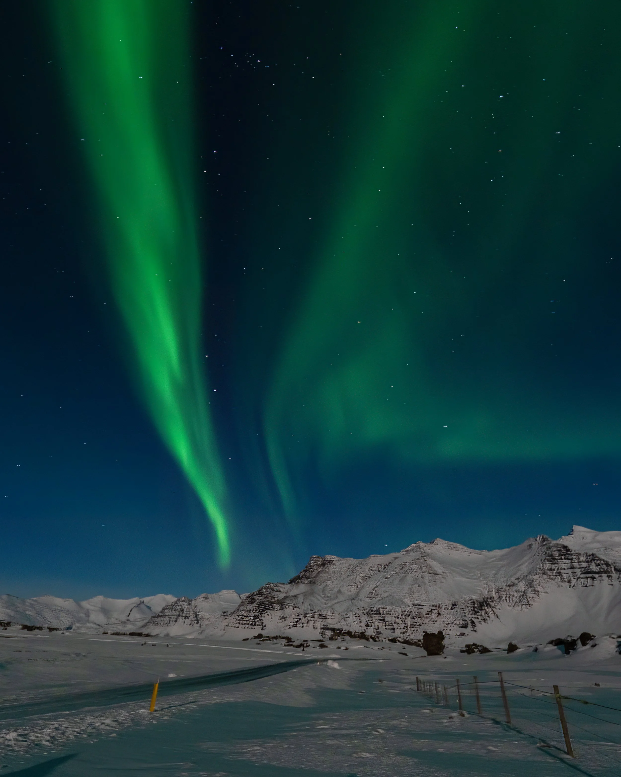 Aurora Over Snowy Mountains