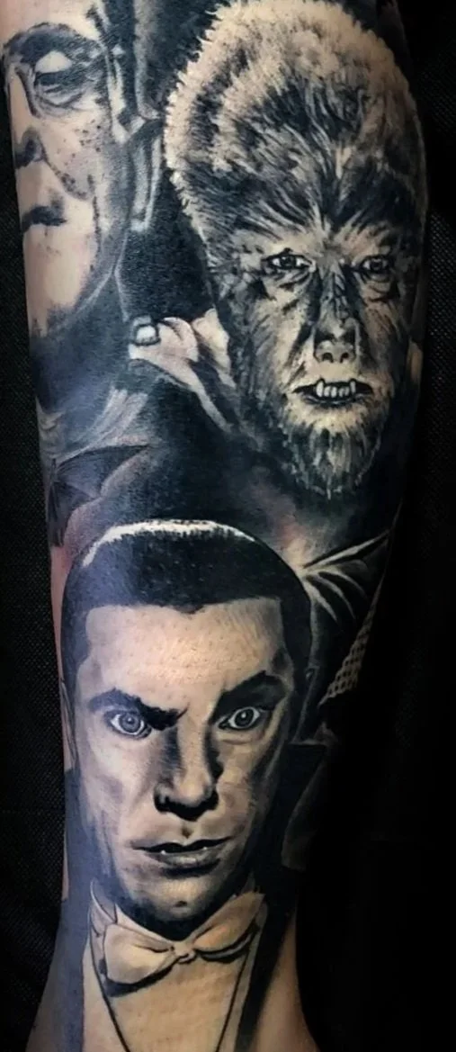 Black & Grey dracula wolf-man frankenstein monster
