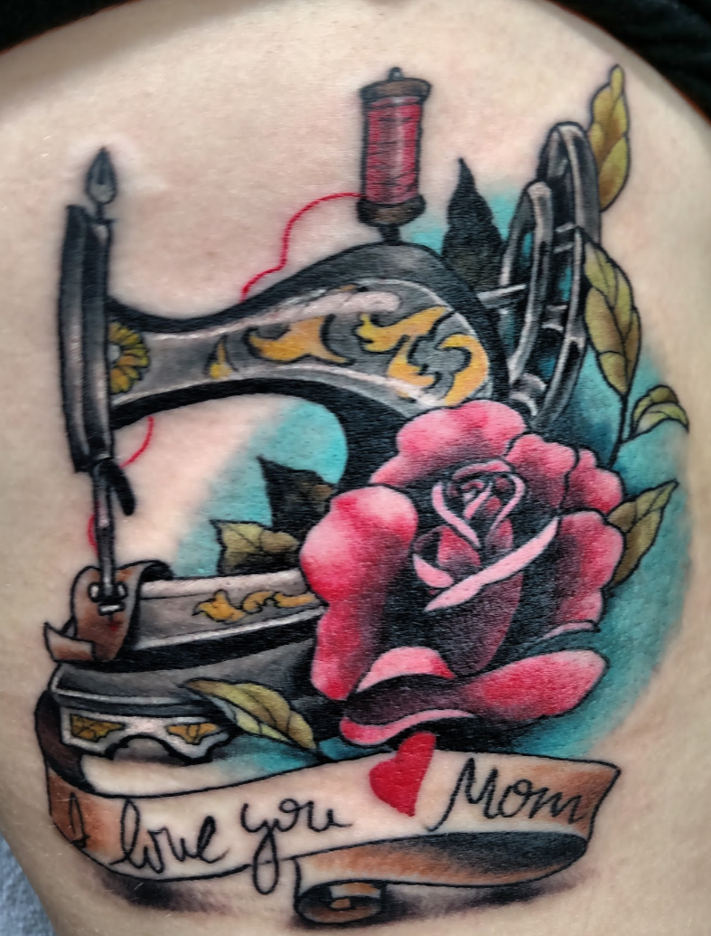 traditional sewing machine tattoo
