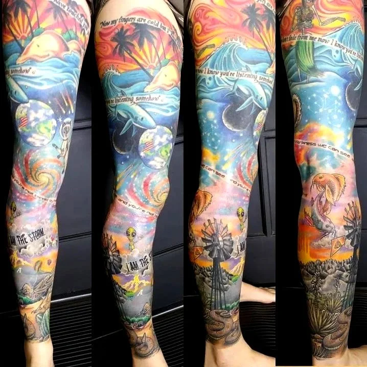 new mexico leg sleeve tattoo