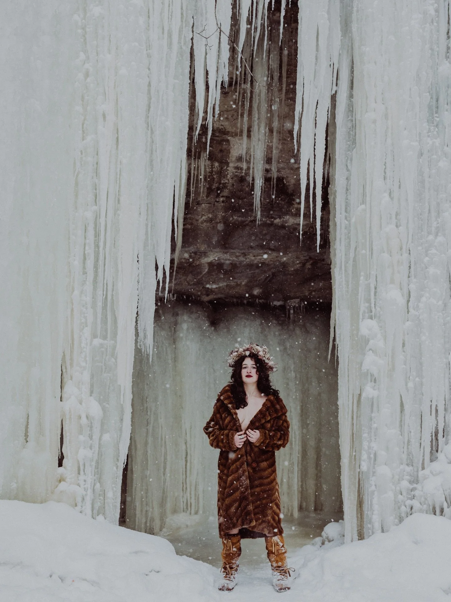 ice sculpted by gravity &mdash; not by authority
wardrobes of fur &mdash; not of kevlar
fogged breath from lungs &mdash; not from a canister

model: @niikah.wylde 
flower crown: @samarafloralco