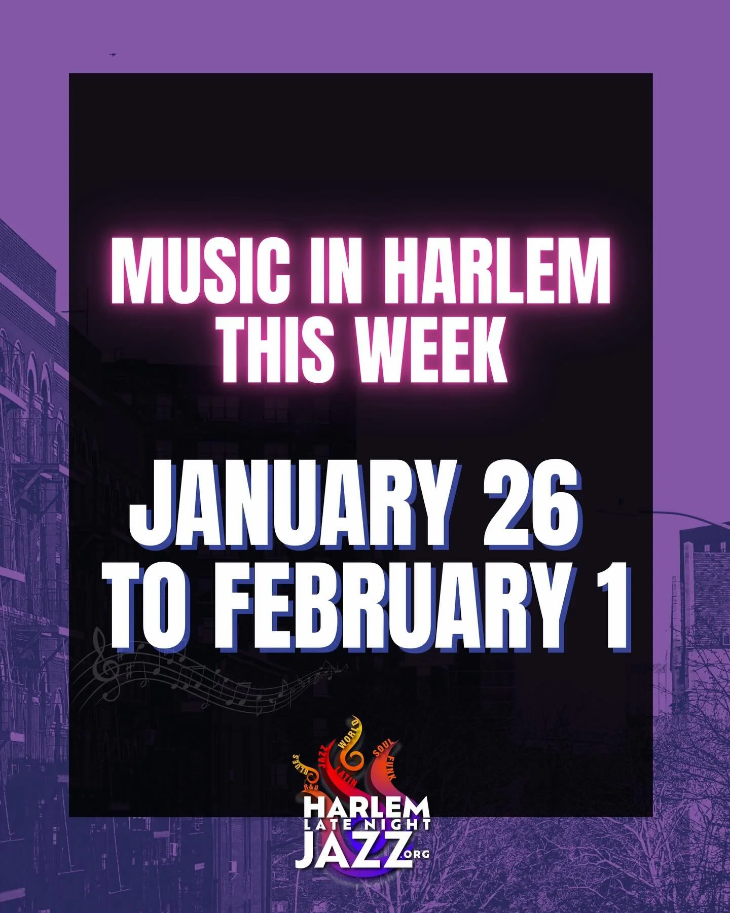 🎶 MUSIC IN HARLEM THIS WEEK
JAN 26 &ndash; FEB 1

Harlem is moving, and this week we&rsquo;re expanding the groove &mdash;
Wednesdays and Thursdays are back at Red Rooster with us.

🎤 MONDAY JAN 27
&bull; Phil&rsquo;s House of Blues (@philshouseofb