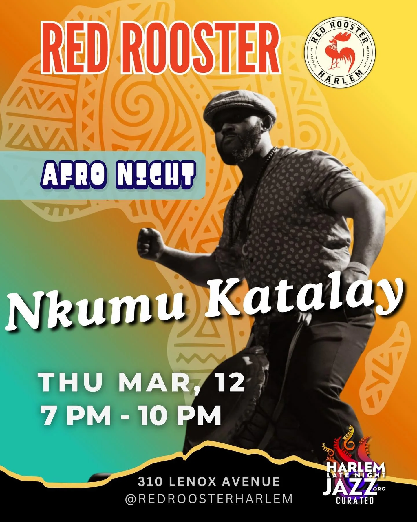🔥 TONIGHT. Afro Night at Red Rooster Harlem with the one and only Nkumu Katalay.

🇨🇩 Born in Kinshasa, raised between Congo and New York, Nkumu is a multi-instrumentalist, vocalist, and cultural force. His sound &mdash; what he calls Rumbianfunk &