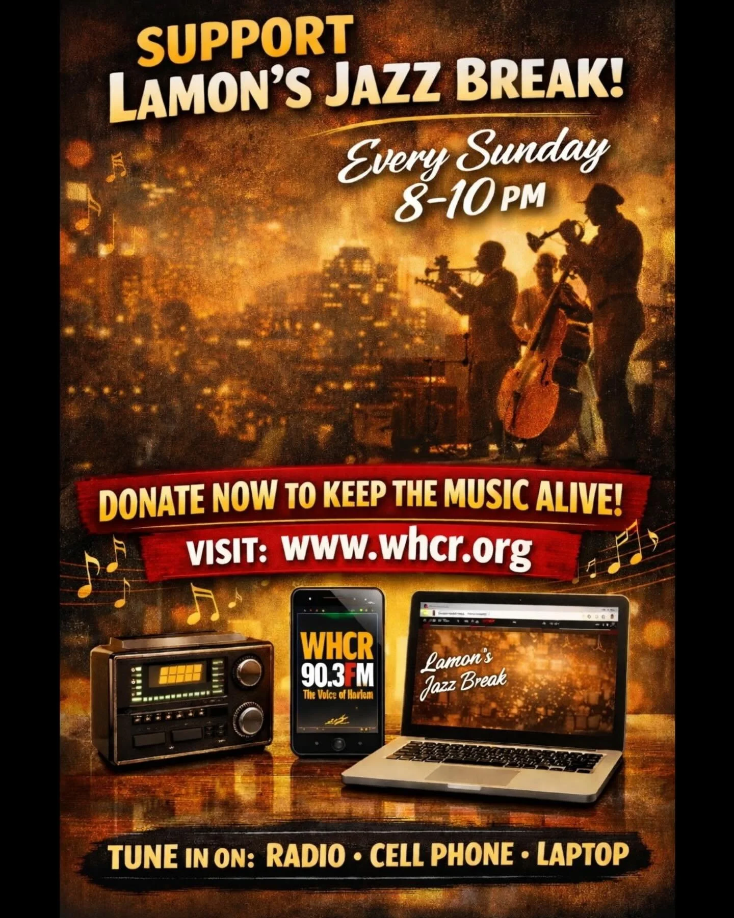 Sunday nights just hit different when Lamon&rsquo;s Jazz Break is on 🎶 Tune in every Sunday 8-10PM on WHCR 90.3 FM (@whcr903) &mdash; The Voice of Harlem. Radio, phone, laptop, however you listen, just make sure you&rsquo;re tuned in! 

Support the 