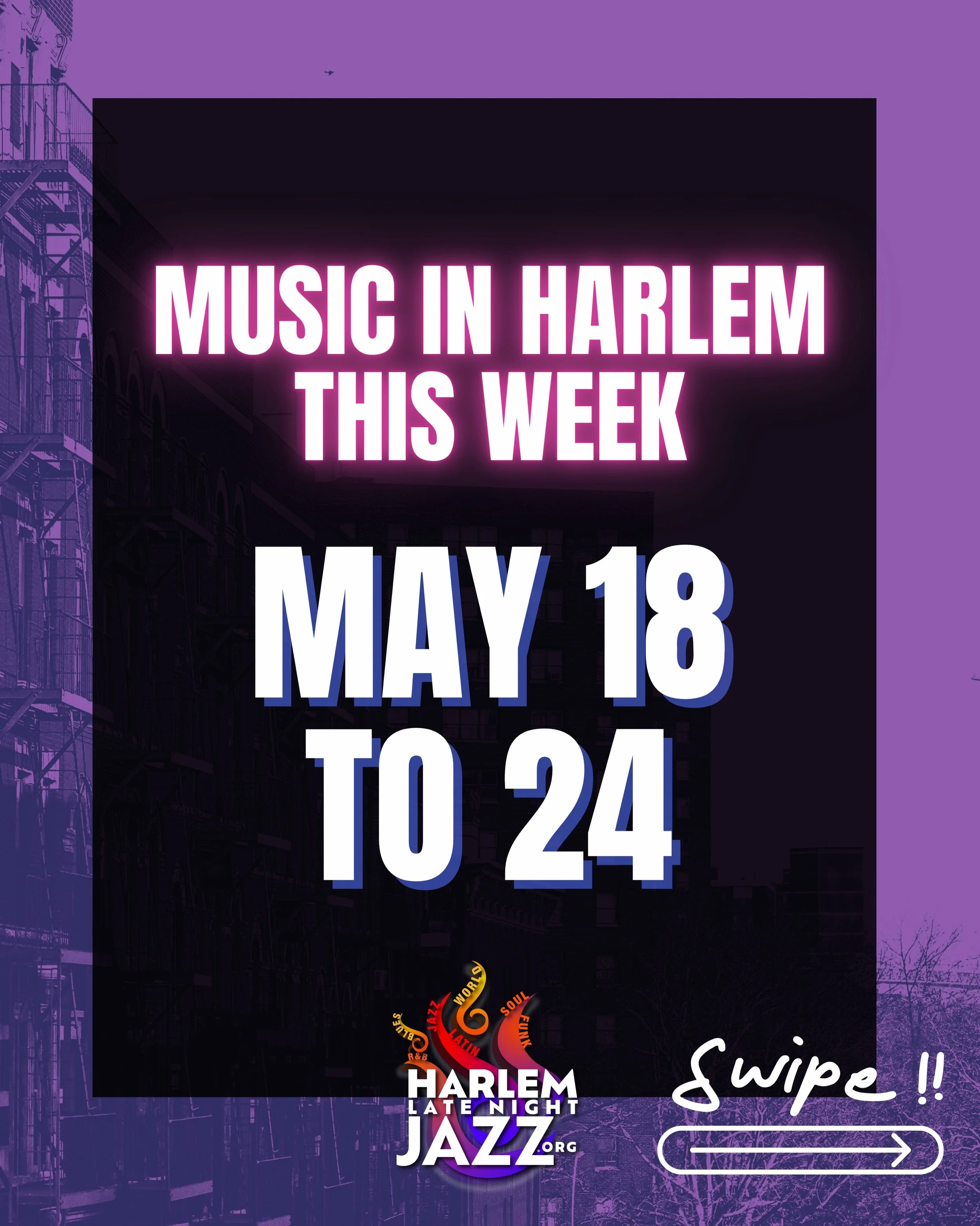 🎵 MUSIC IN HARLEM &middot; MAY 18&ndash;24
Sunny days are finally here in New York ☀️ Time to take it outside, walk the boulevard, and follow the music

🎤 MONDAY MAY 18
Phil&rsquo;s House of Blues (@philshouseofblues) @ Silvana (@silvanaharlem)
7&n