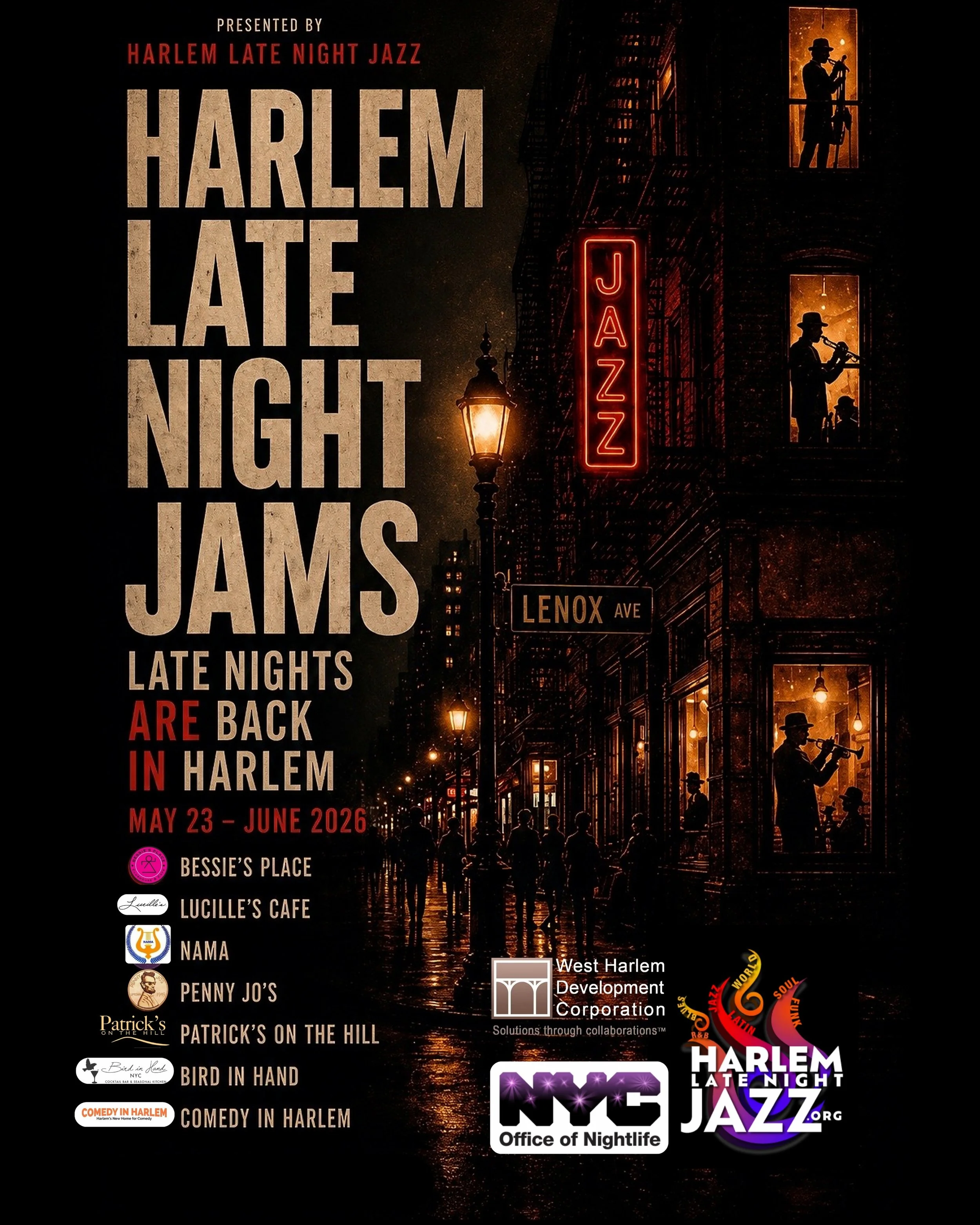 Big news, Harlem 🎷🌙

We are thrilled to share that @harlemlatenightjazz has received an NYC Office of Nightlife grant &mdash; and we are putting it to work for this community ✨

Introducing Harlem Late Night Jams, a brand new live music series taki
