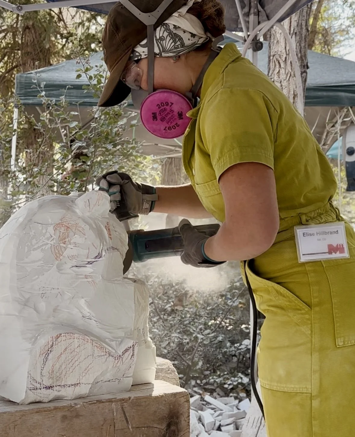 Learning how to carve marble for a week in summer, 2025, during the MARBLE/marble Symposium in Marble, CO