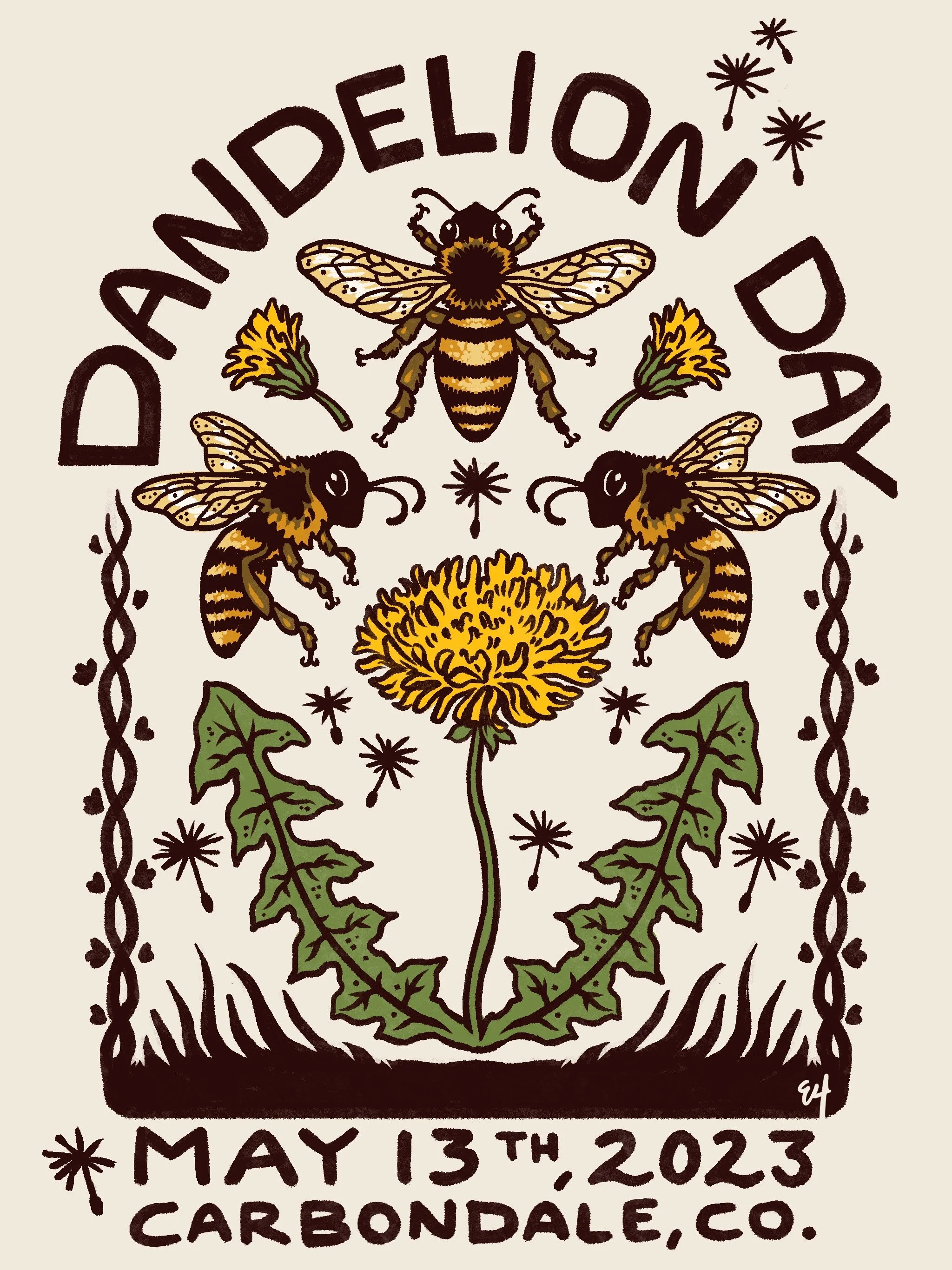 Shirt & poster design for Dandelion Day, 2023