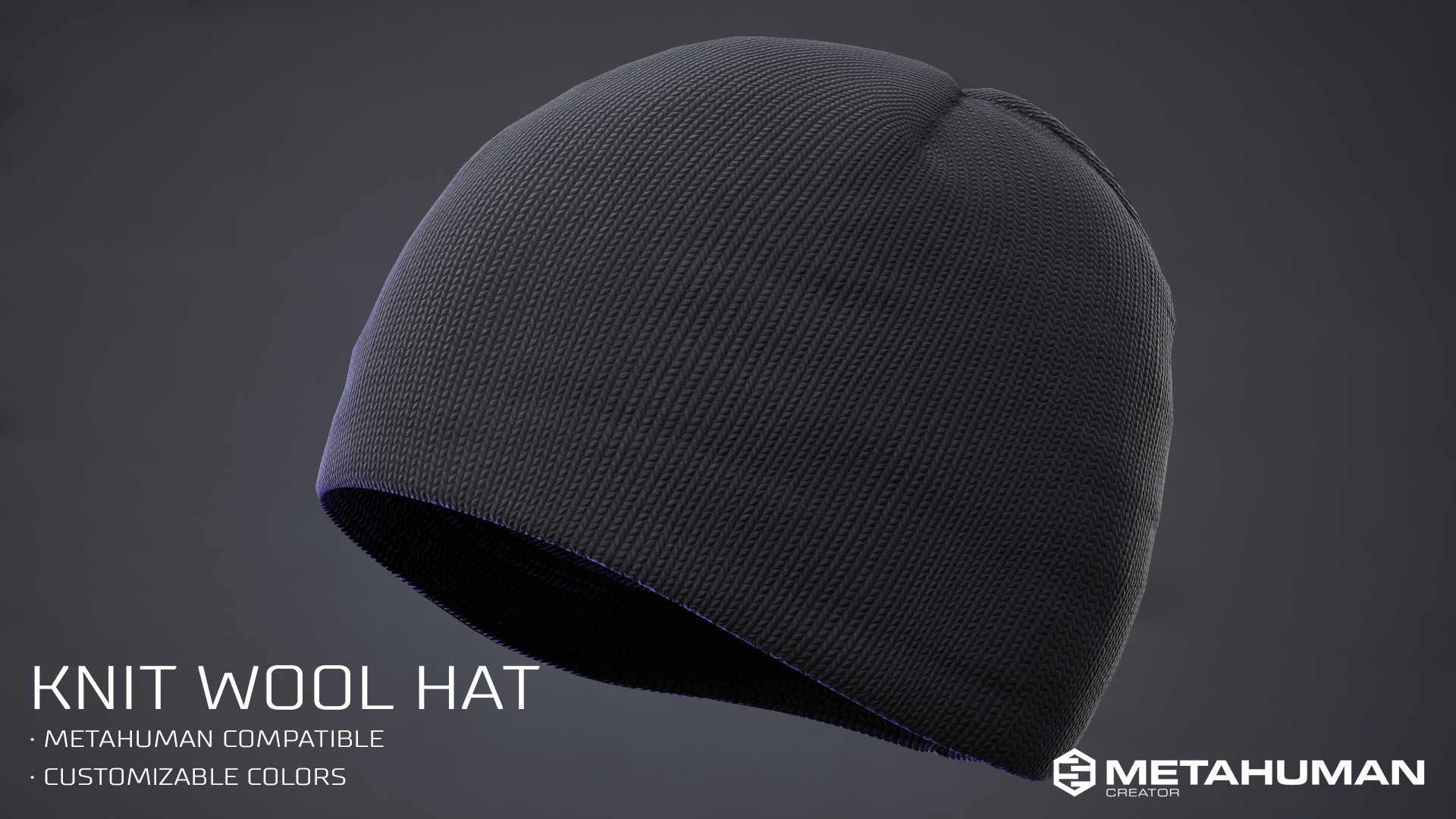 A modern knit beanie designed to pair seamlessly with a street set aesthetic: clean, understated, and grounded in contemporary NYC streetwear. Built specifically for parametric MetaHuman Creator characters in Unreal Engine 5, this piece maintains a n