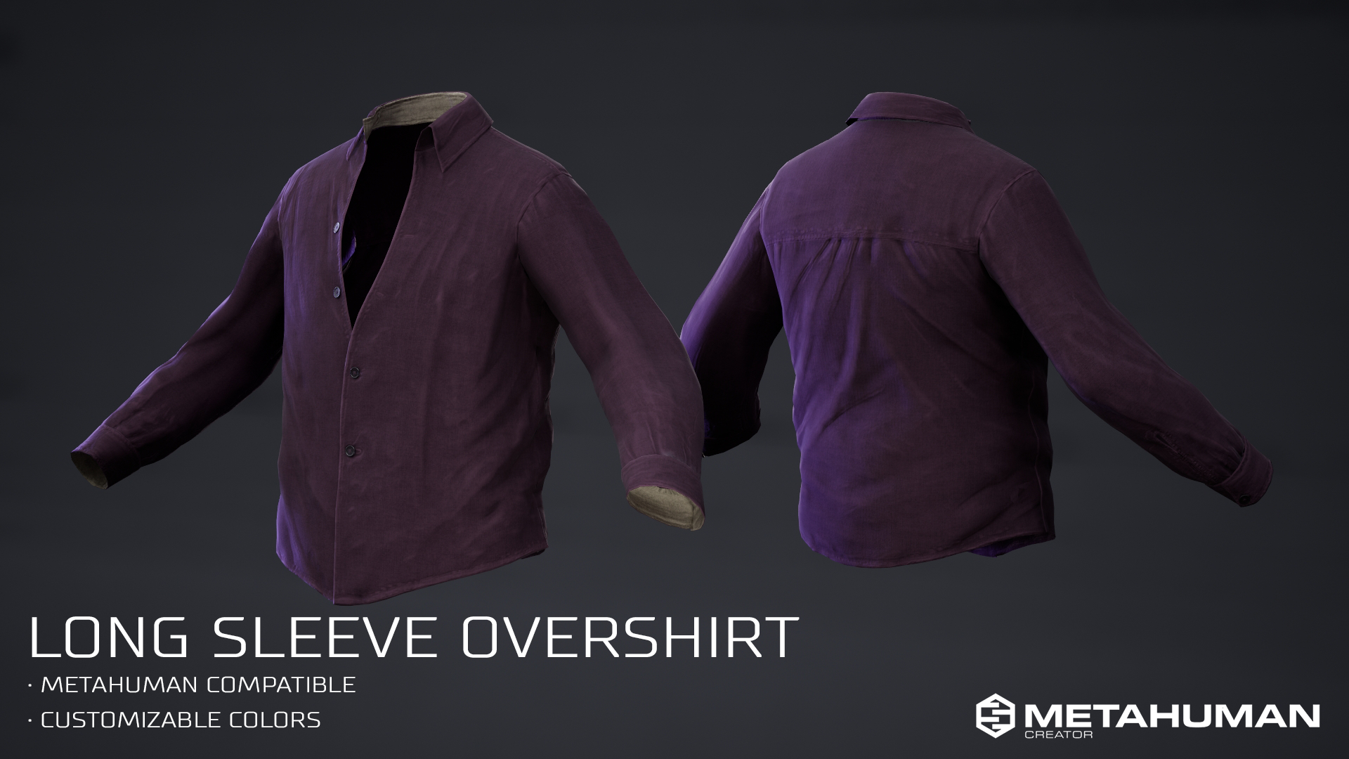 Built with a production-ready topology and optimized for real-time performance, the overshirt integrates seamlessly into the MetaHuman pipeline. The garment conforms cleanly to the MetaHuman body and supports natural deformation, ensuring reliable re