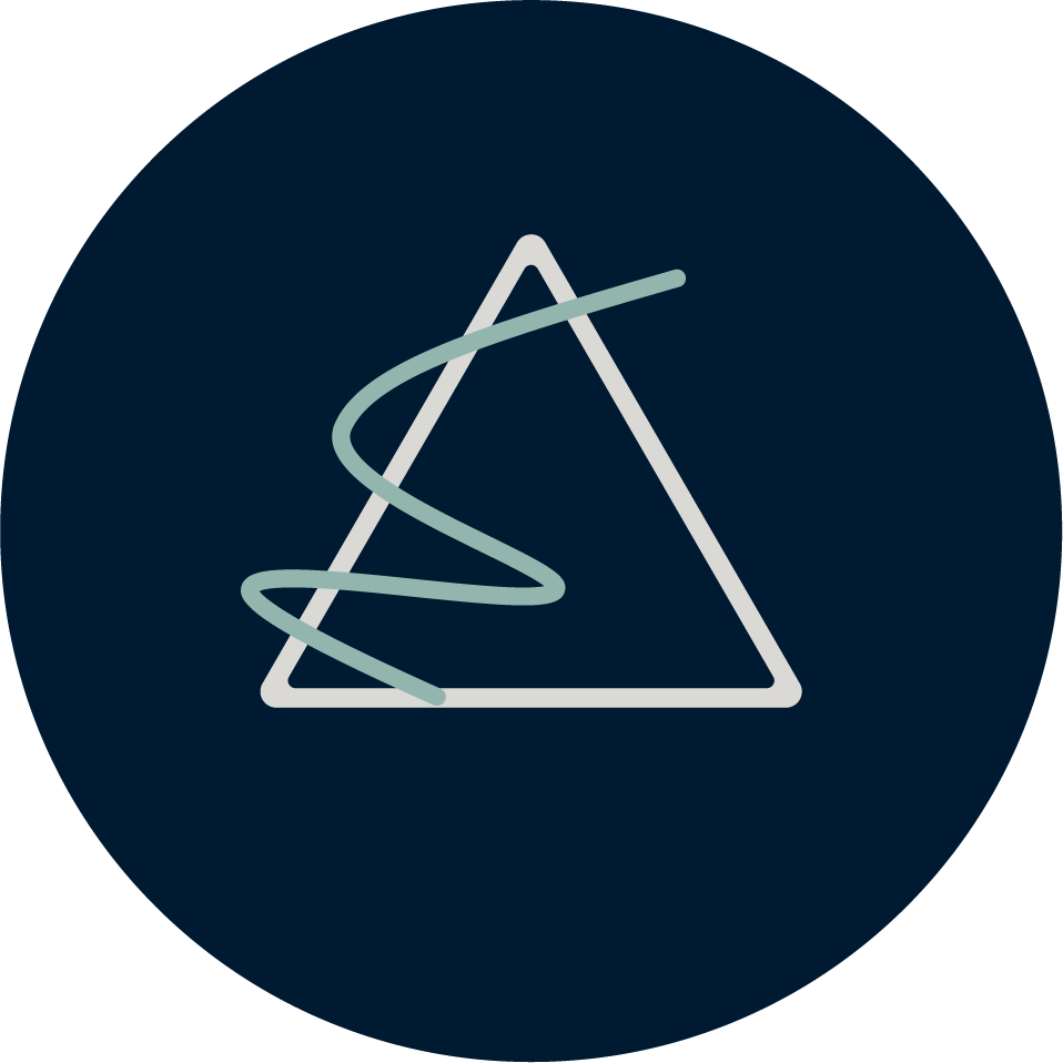 Congruent Transition Coaching logo shows a hand drawn letter M traveling up the left side of a triangle, represent a leaders journey up a mountain peak