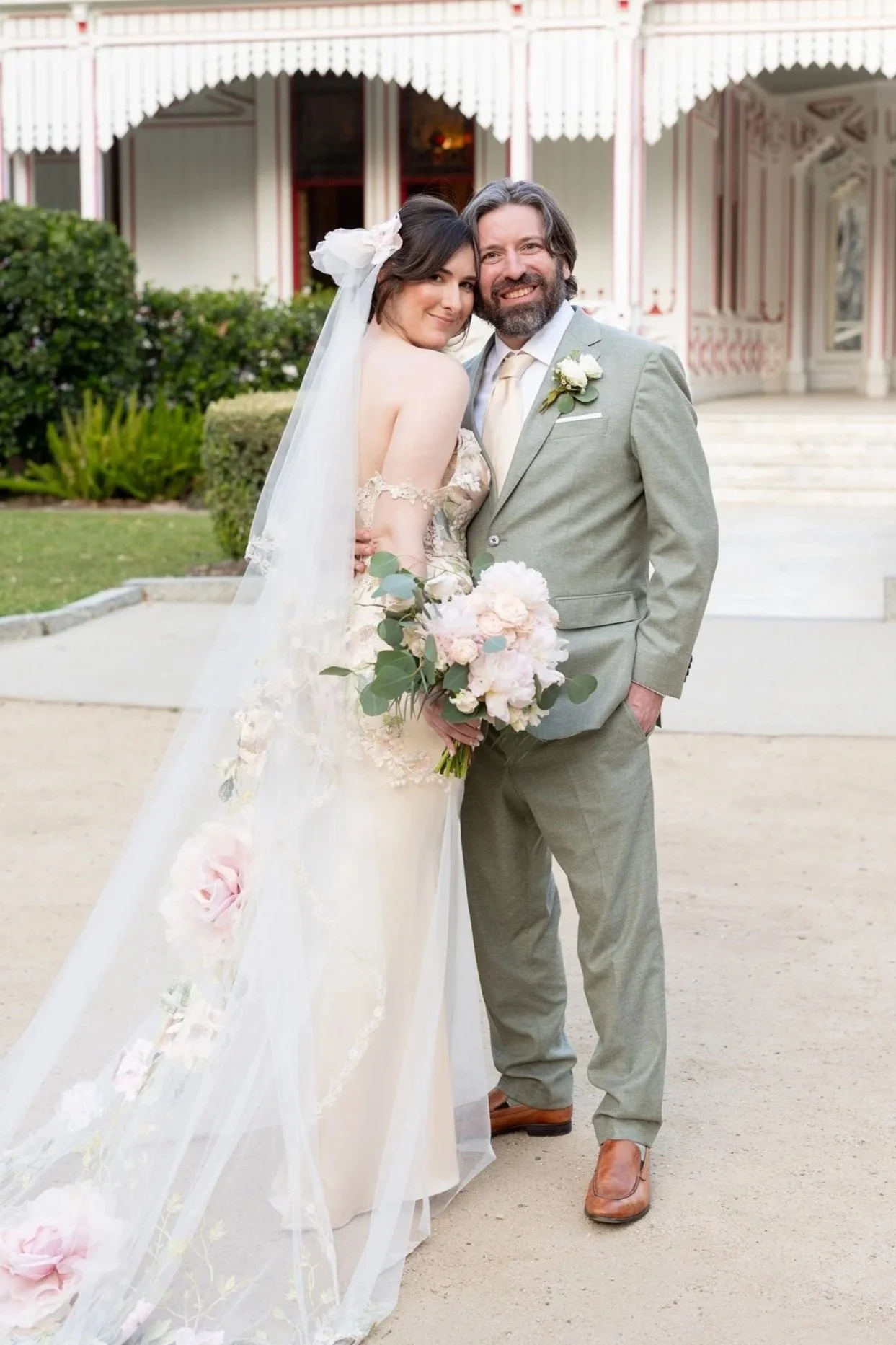 Claire Pettibone dress veil floral romantic bride