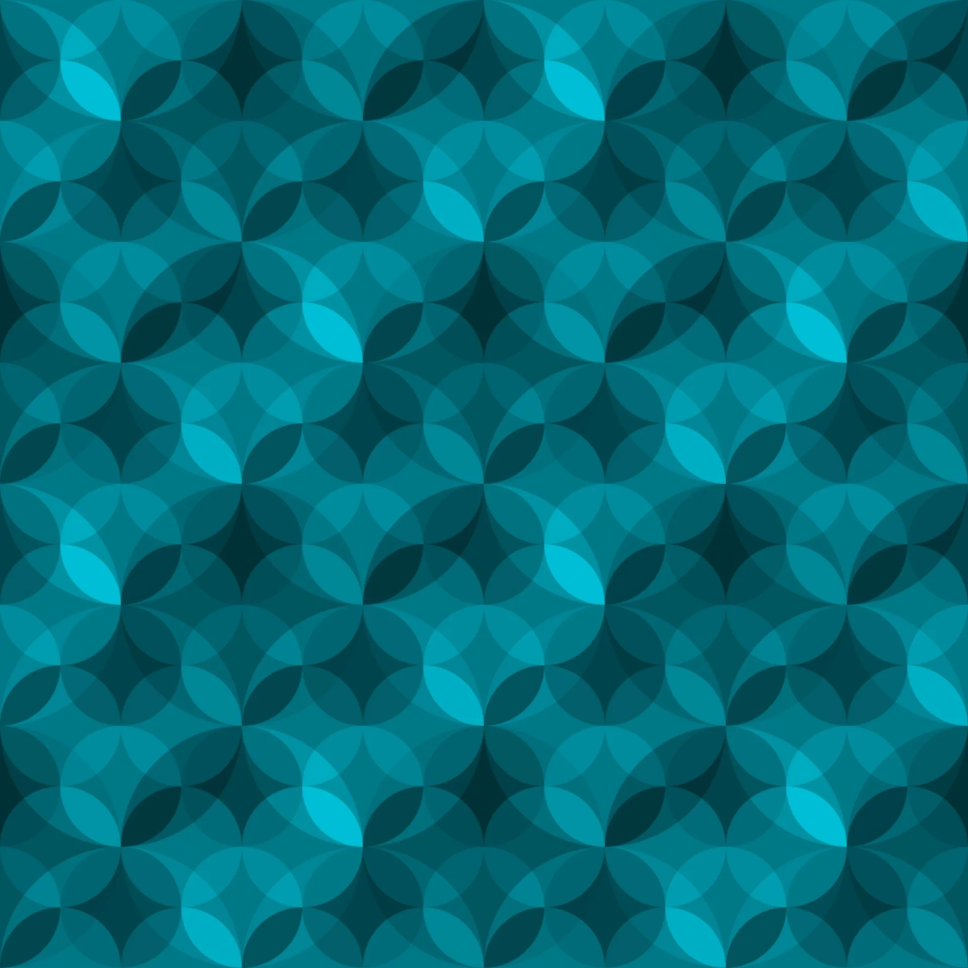 A geometric pattern of overlapping circles with shades of blue and teal