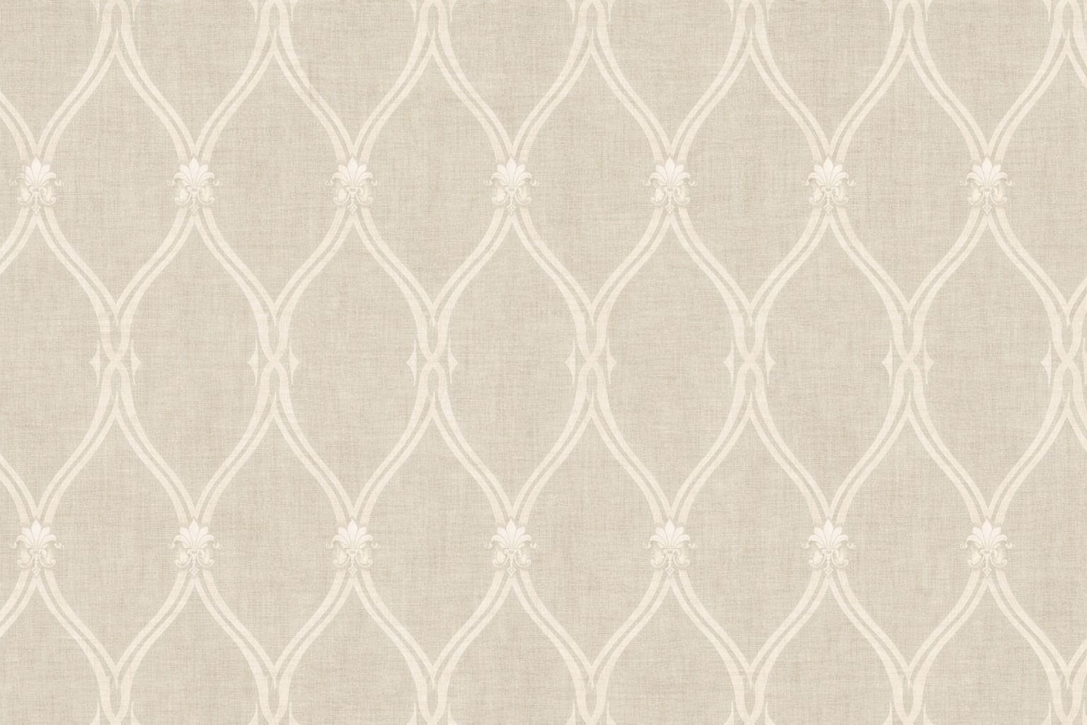 A beige wall with a white lacy lattice pattern.