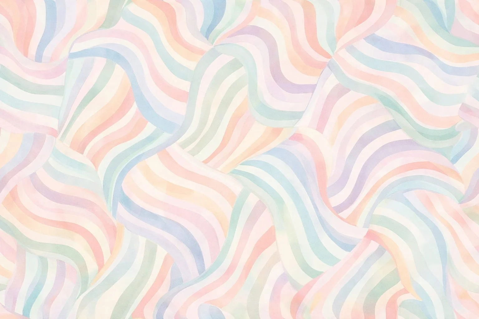 Soft, pastel-colored wavy striped pattern with shades of pink, blue, green, purple, and yellow.