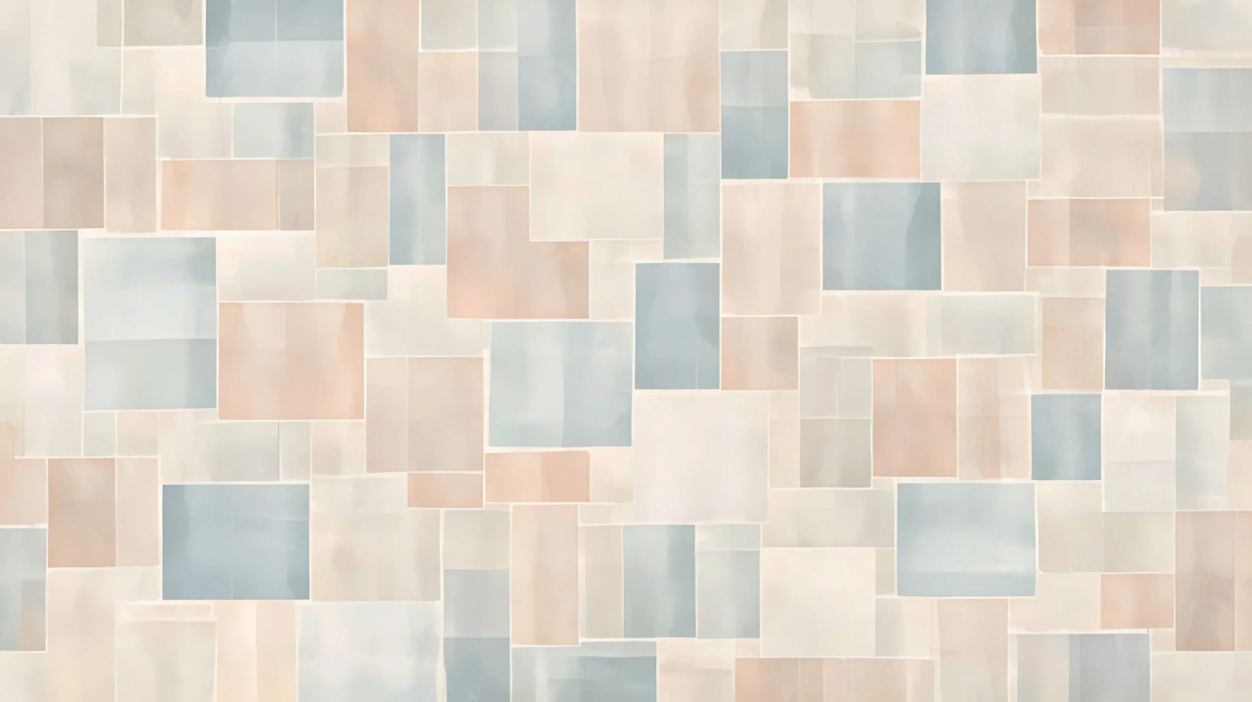 A pattern of multicolored tiles with pastel shades of pink, blue, and beige arranged in a geometric pattern.