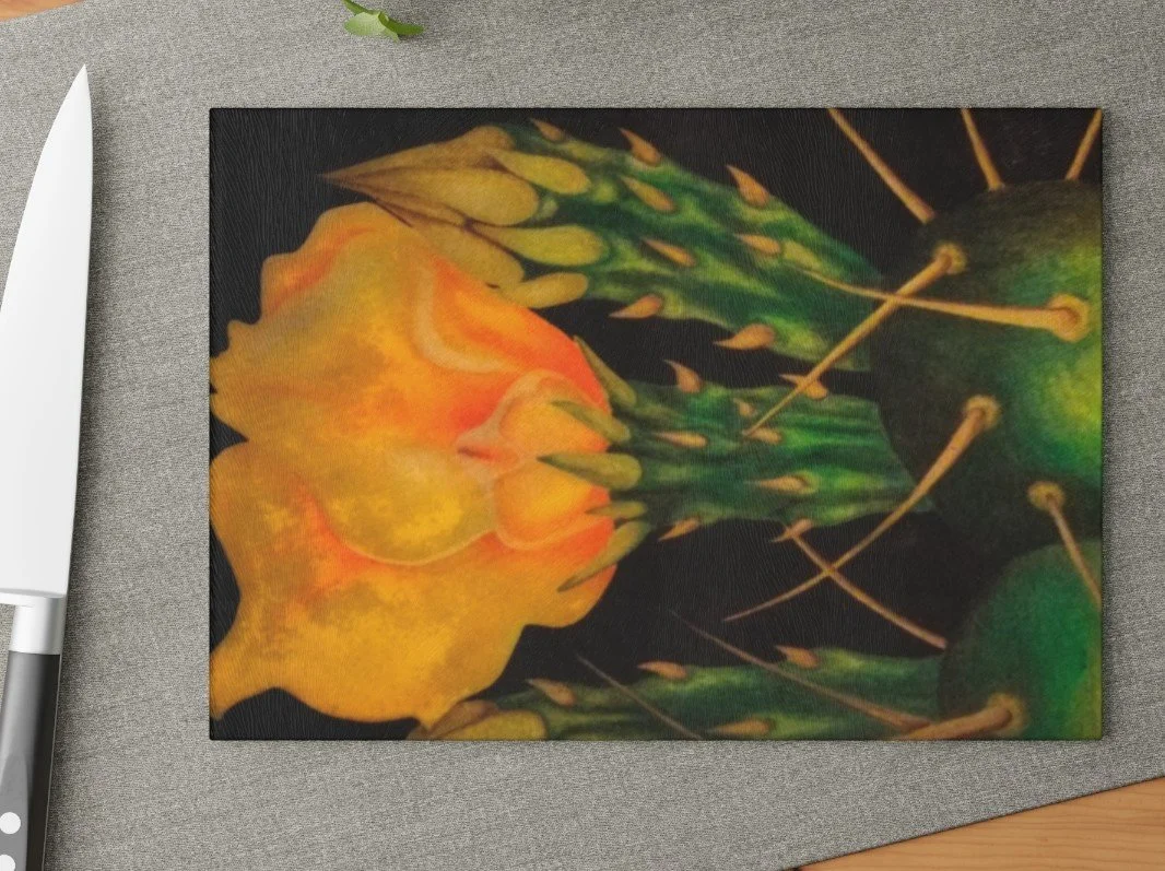 Cactus Bloom - Flower Glass Cutting Board