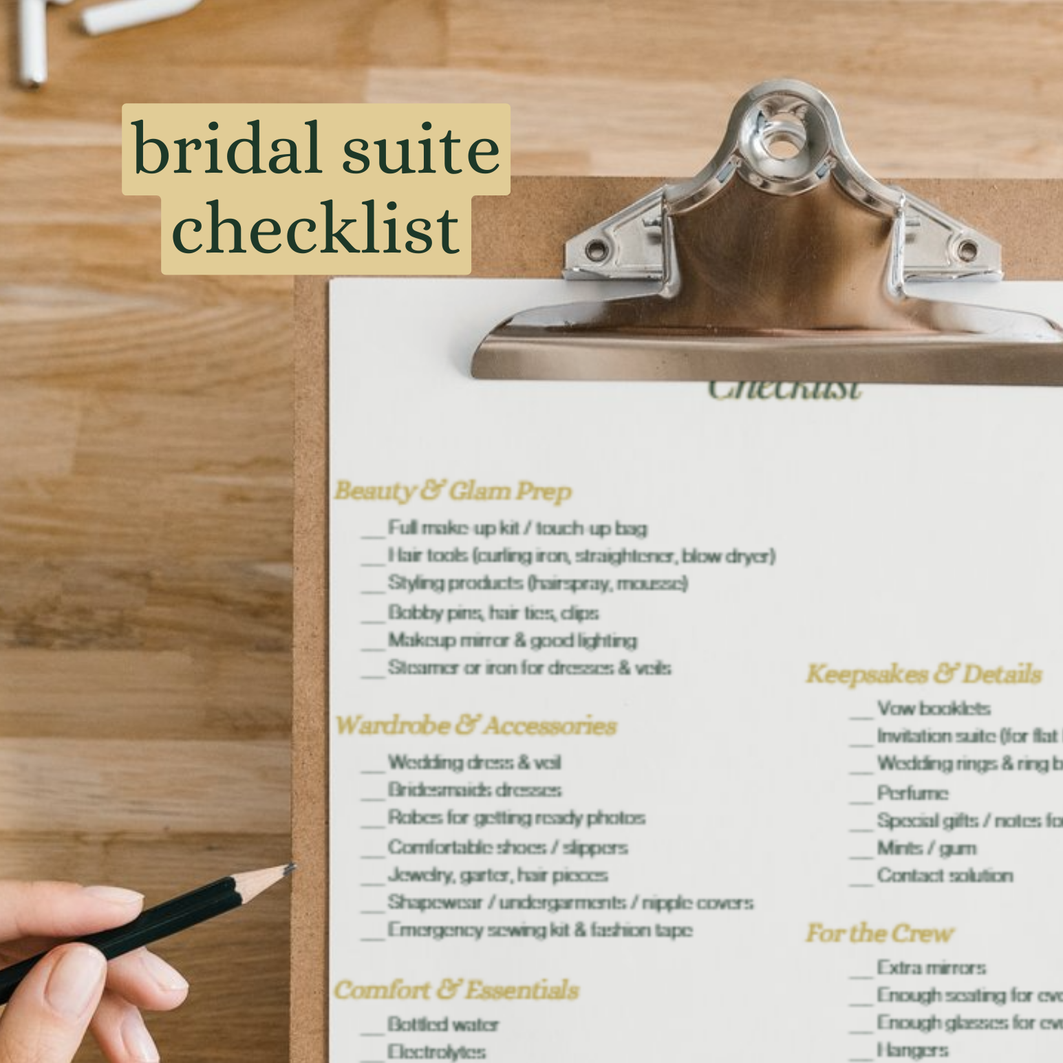 bridal suite checklist - freebie