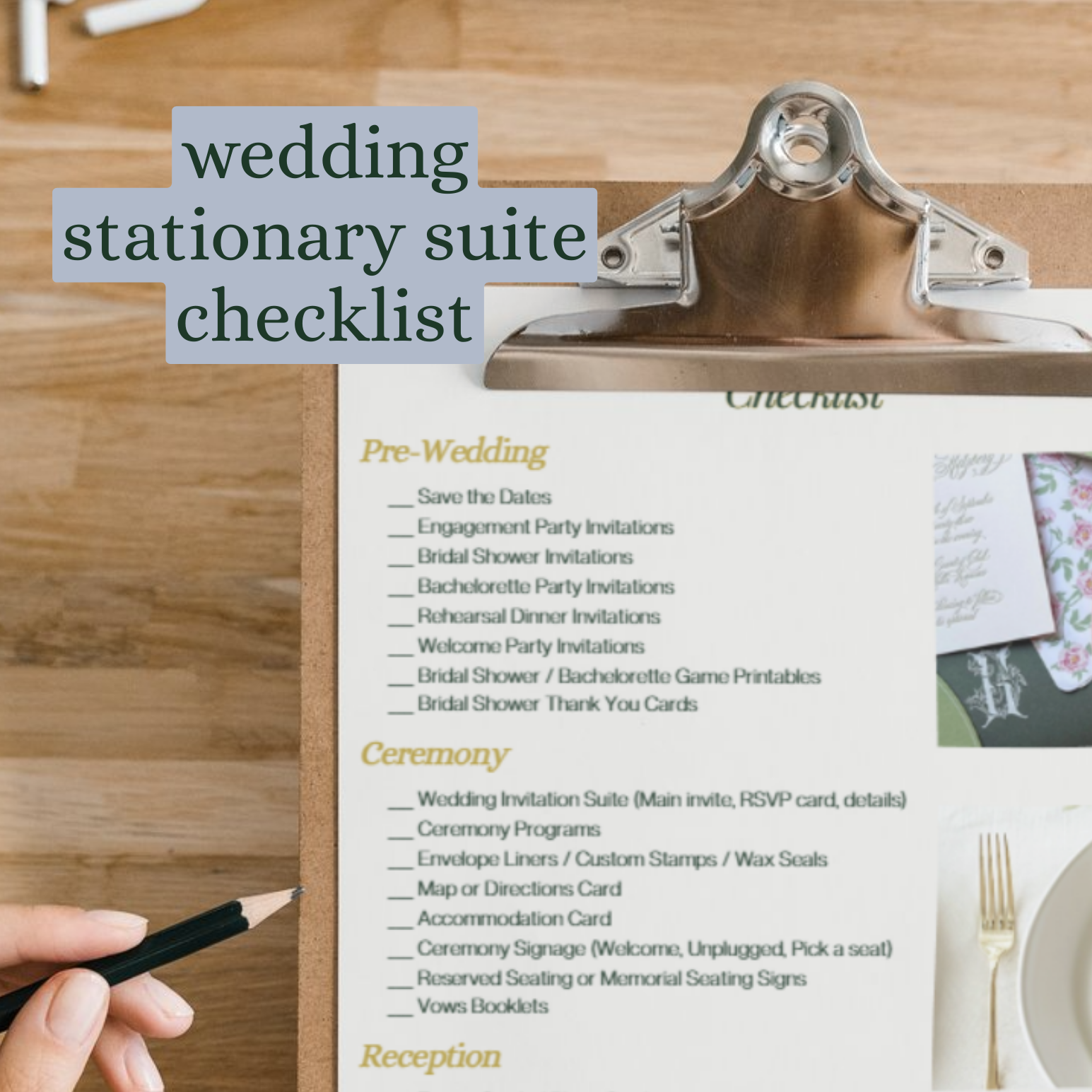 wedding stationary suite checklist - freebie