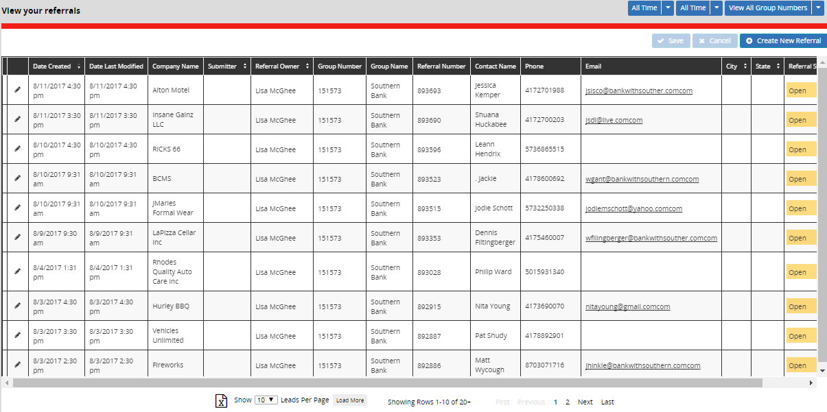 The new color scheme improved table readability, with referral statuses highlighted through color coding.