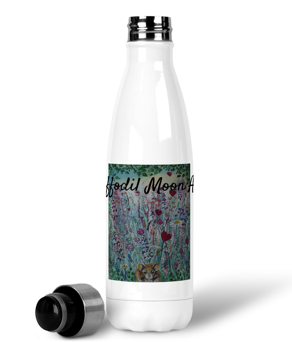 Happy Meadow Mouse- Premium Stainless Steel Water Bottle DSC 0572 Daffodil Moon Art
