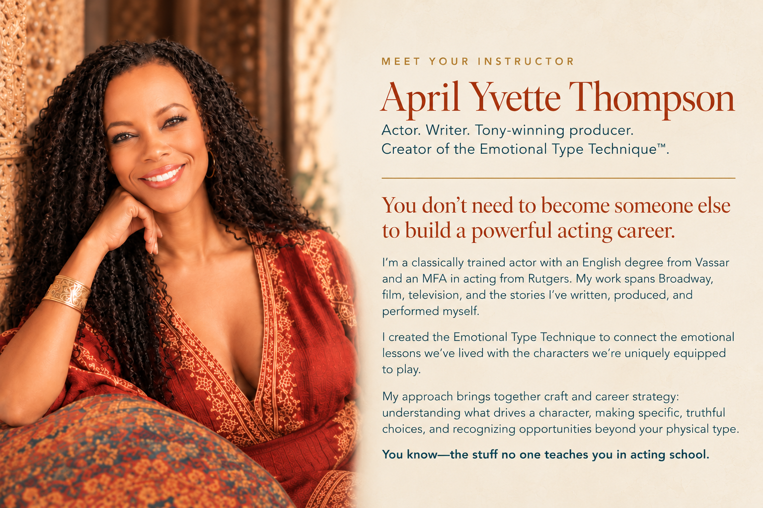 Meet the instructor: April Yvette Thompson.