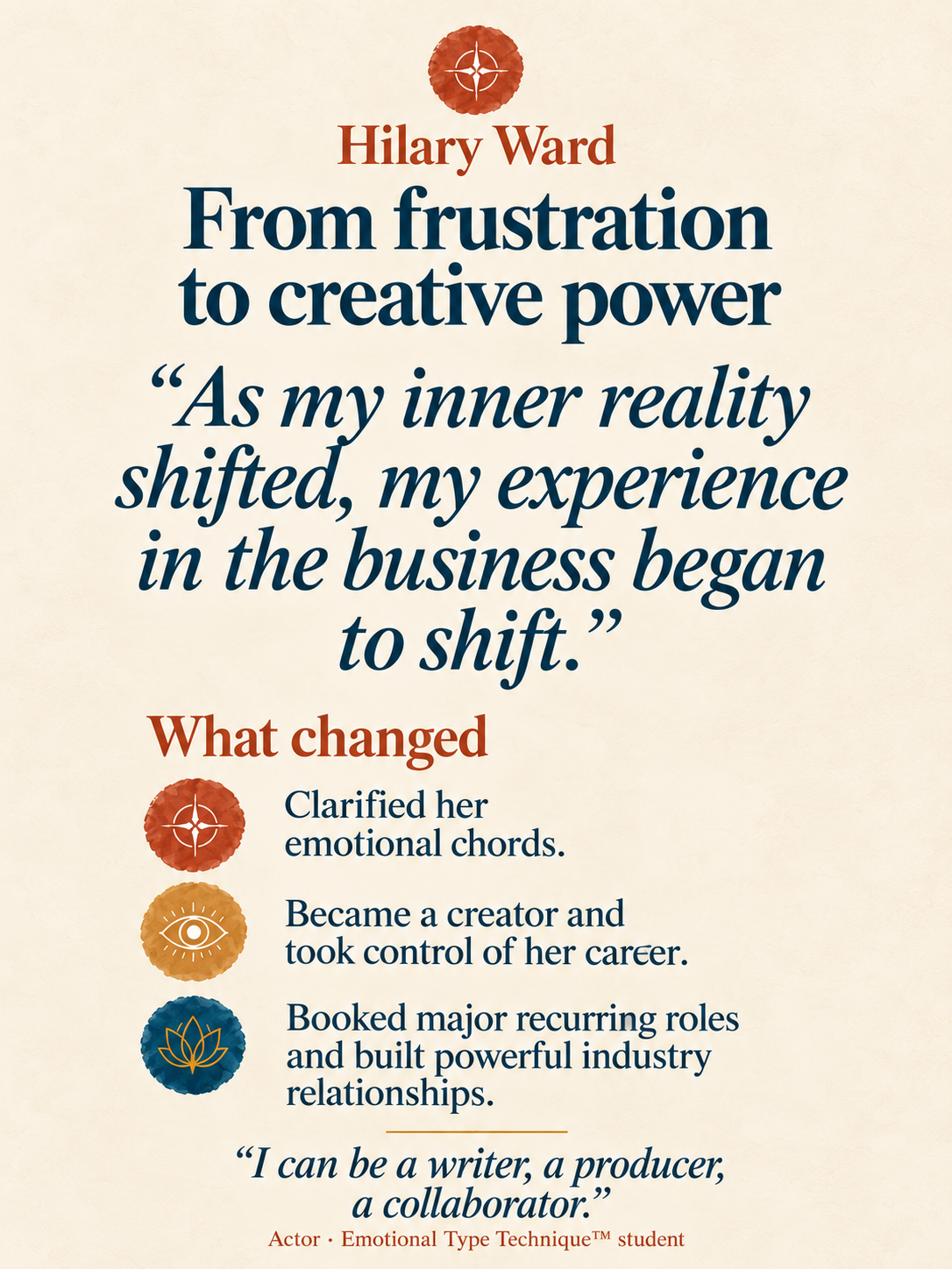 Hilary Ward — From frustration to creative power. Emotional Type Technique student story.