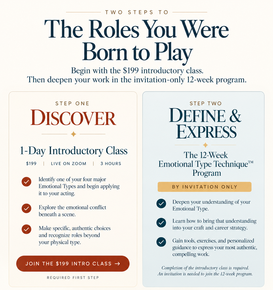 Start with the 1-Day Intro Class. The introductory class is required; admission to the 12-week program is by invitation only.